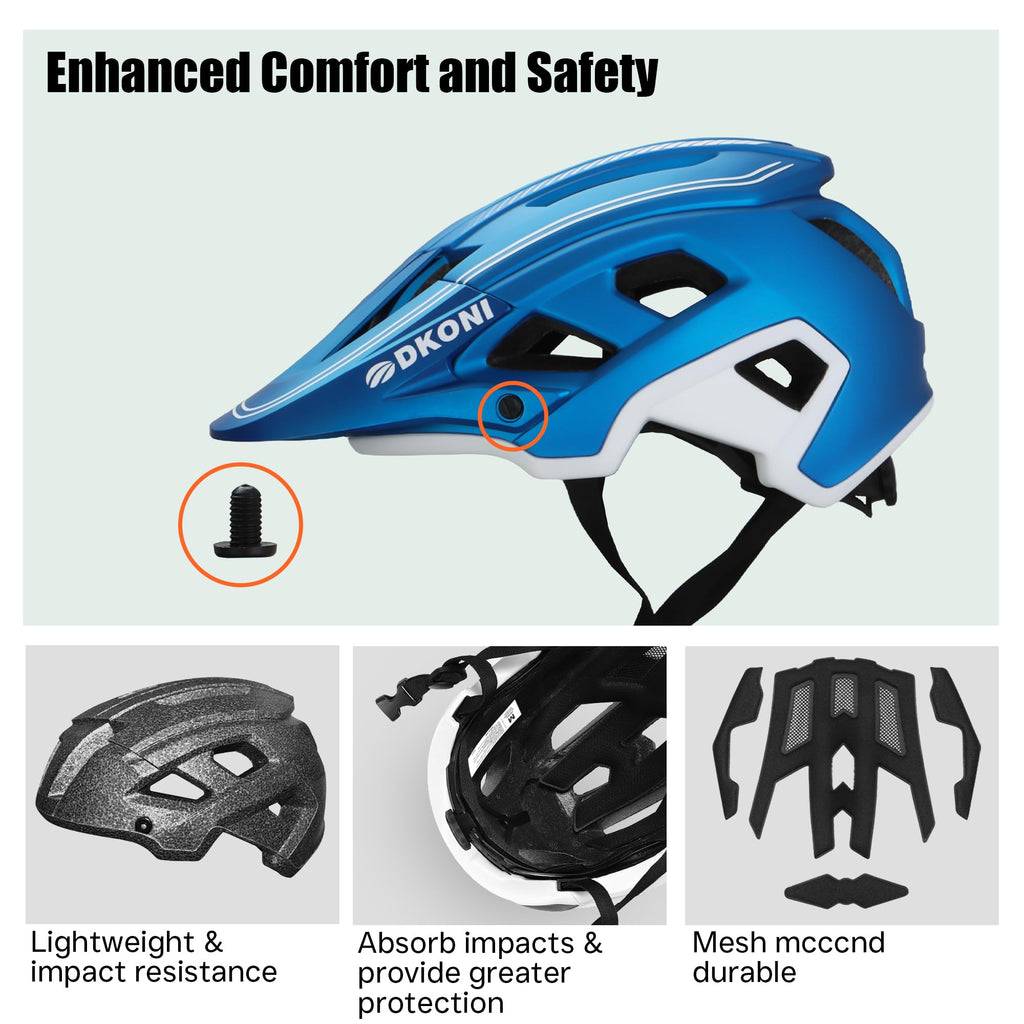 DKONI MTB Mountain Bike Helmet | Lightweight Adjustable Fit | Blue White