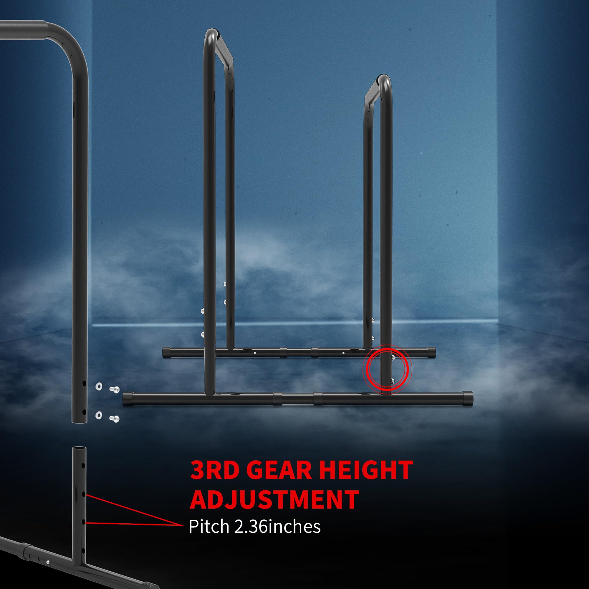 Leikefitness Pull Up Dip Station | Adjustable Height Strength Training