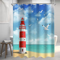 Lerores Lighthouse Shower Curtain | 120x200cm Anti-Mould Polyester Bath