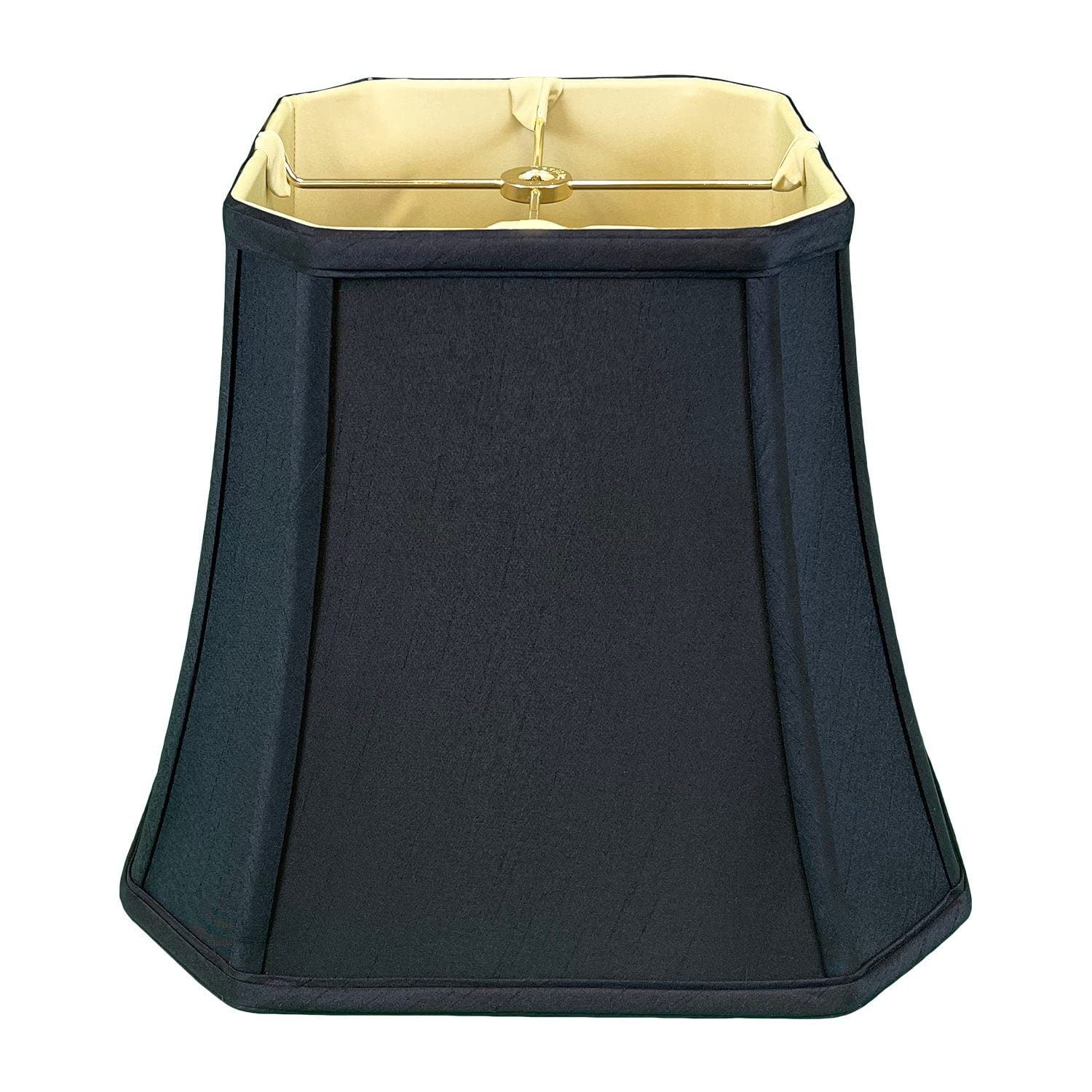 Royal Designs Square Cut Corner Bell Lamp Shade | Black Silk Shantung