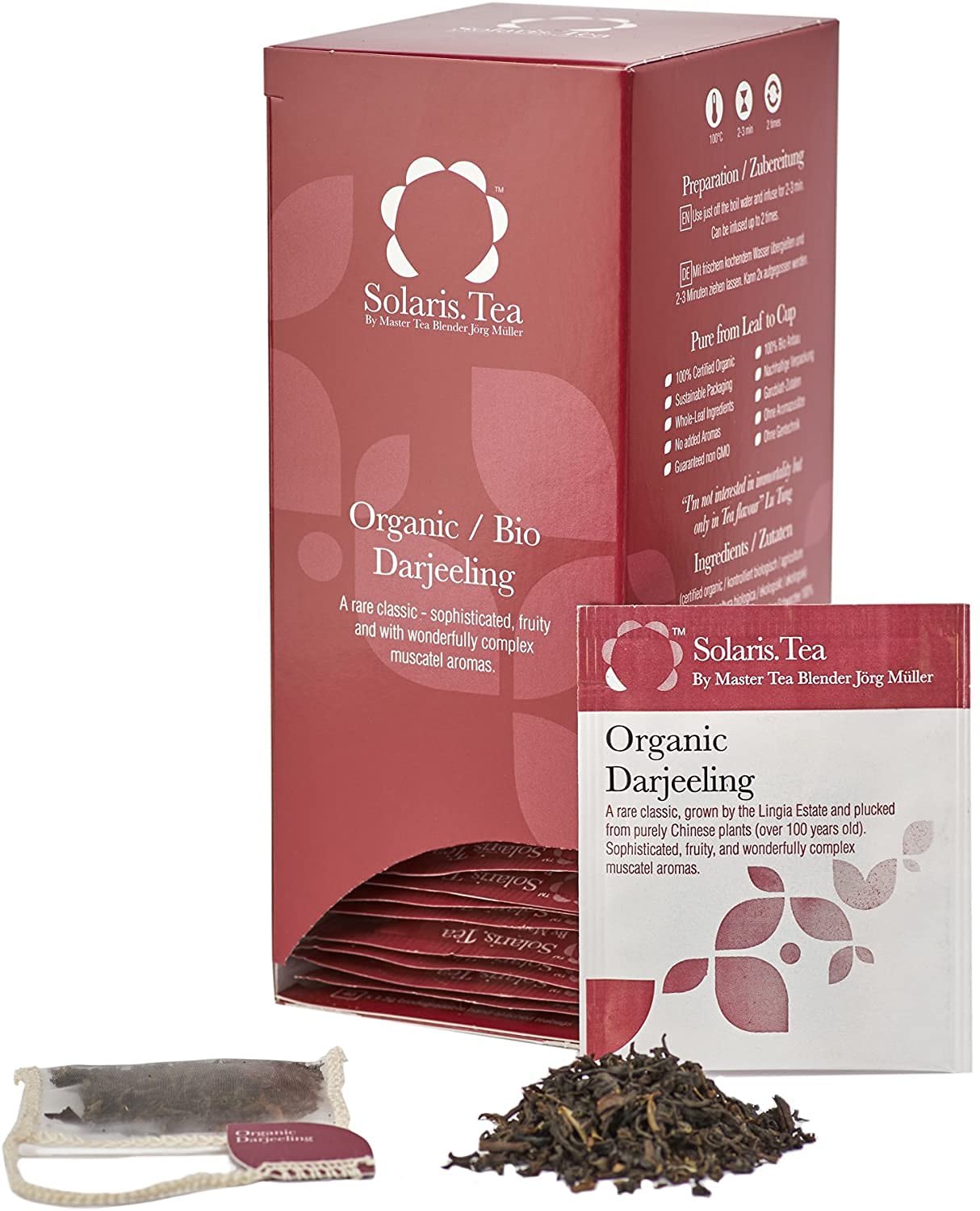 Solaris Tea Organic Darjeeling First Flush Black Tea | 40 Biodegradable Bags