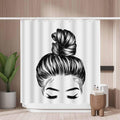 Black Hand Draw Girl Shower Curtain | Mold Resistant Polyester