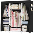 OPPAIYA Portable Canvas Wardrobe | 3 Hanging Rails & 8 Side Pockets - Black