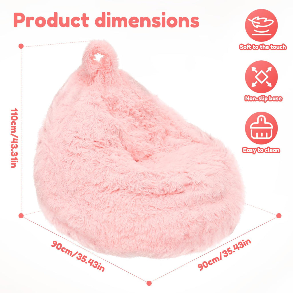 Fluffy Bean Bag Cover No Filler Kids Bean Bag Chair Stuffed Animal Storage - image 2