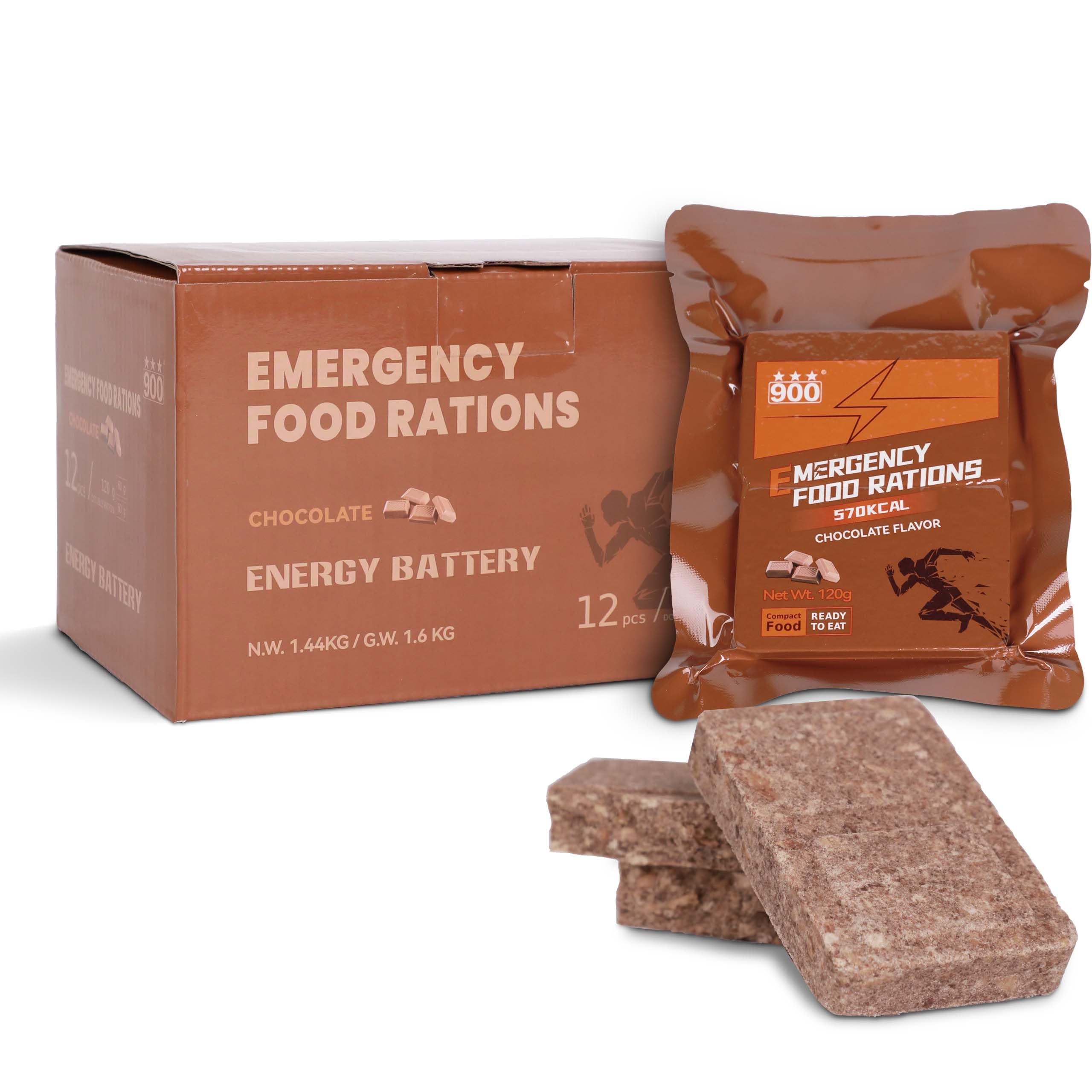 Jolof Store Chocolate Hardtack Emergency Food Bars - 12 Count MRE Rations