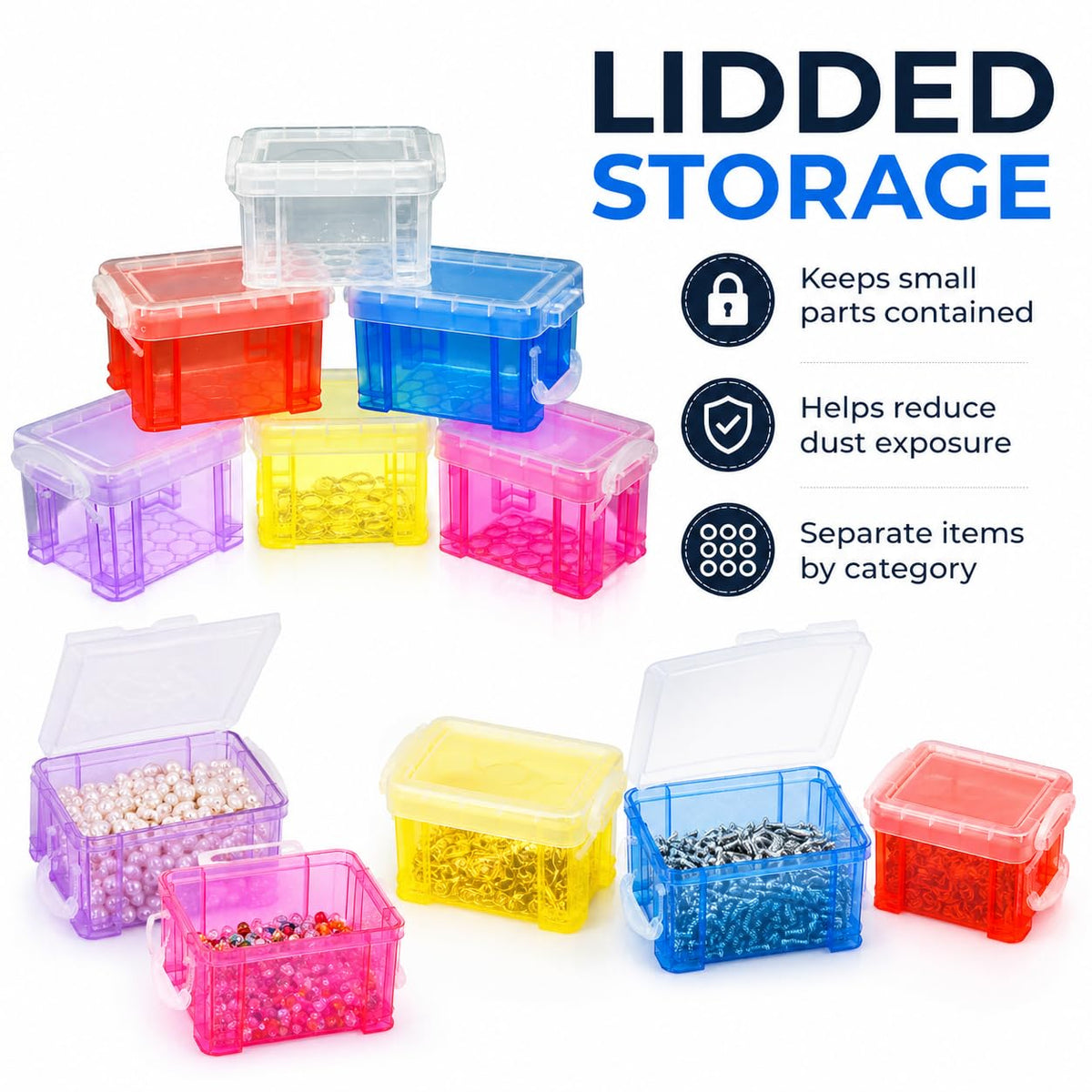 Mnixy 6 Pack Mini Plastic Storage Containers with Lids, Stackable, Clear PP - image 5