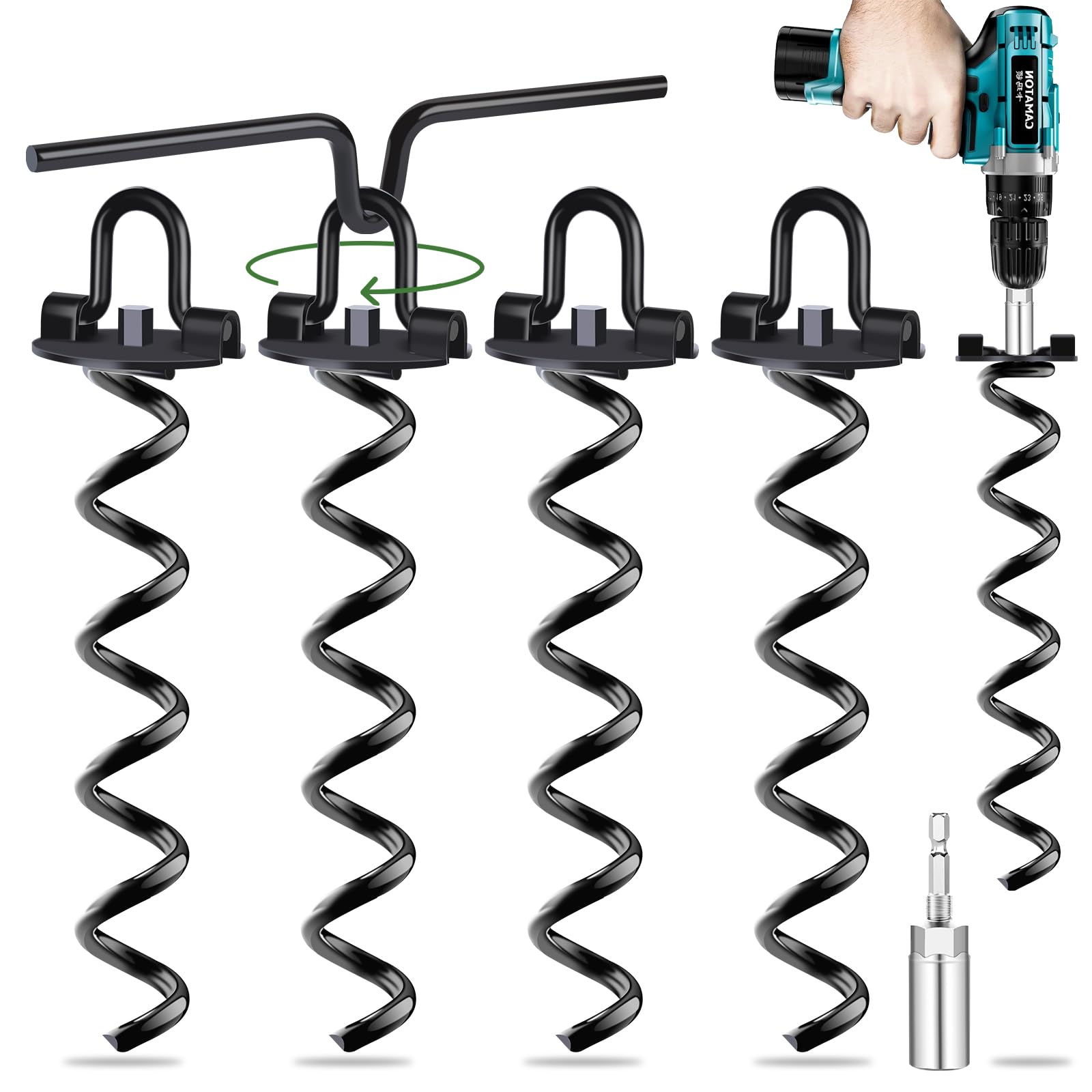 Heavy Duty 9mm Steel Ground Anchors for Trampolines - 4 Pack