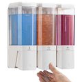 Unisence 3-Chamber Wall Mounted Shower Dispenser | No-Drill White 1500ML