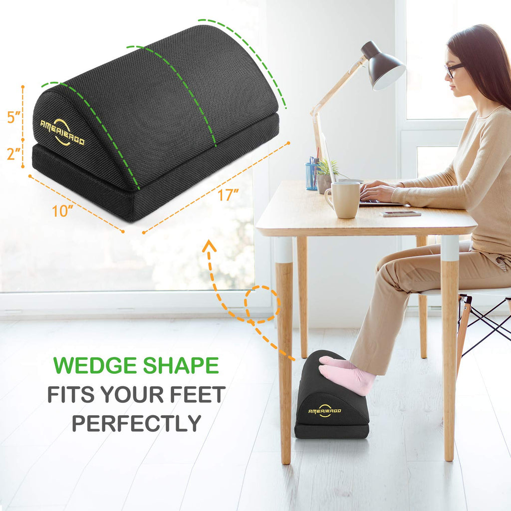 AMERIERGO Ergonomic Foot Rest – Memory Foam Under Desk Footrest