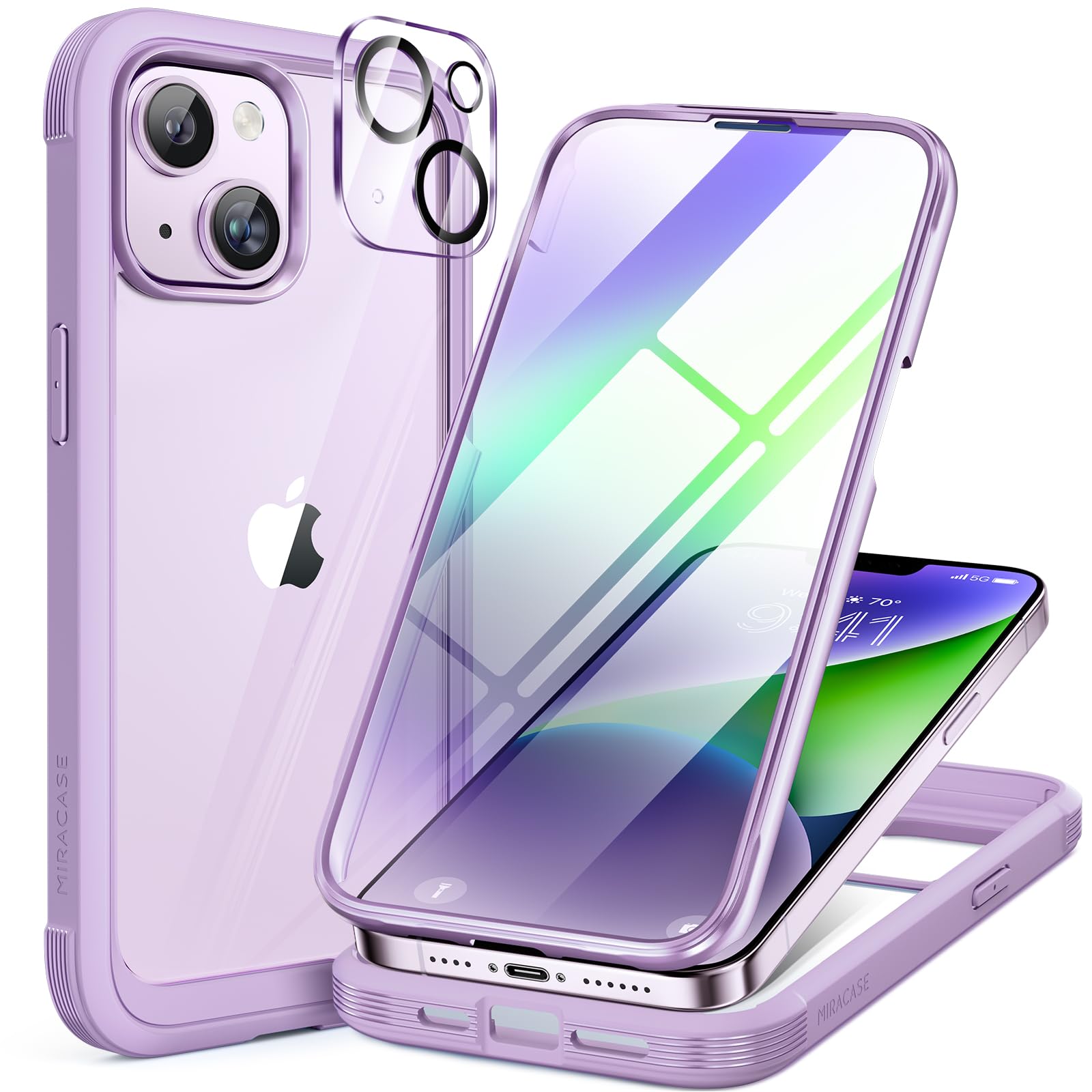 Miracase iPhone 14 Case with Screen & Lens Protector - Lilac Purple