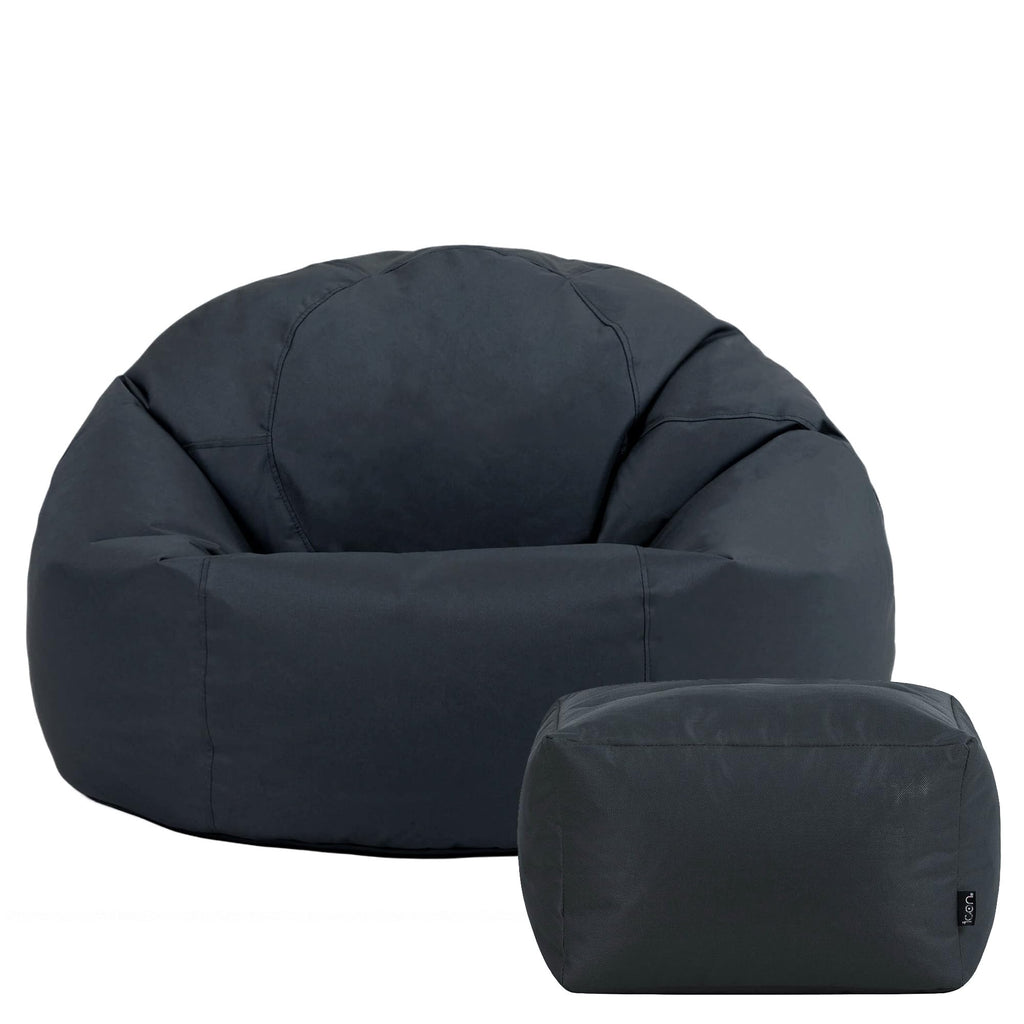 Bean Bag Bazaar Kingston Outdoor Bean Bag & Footstool with Filling, Grey - image 5