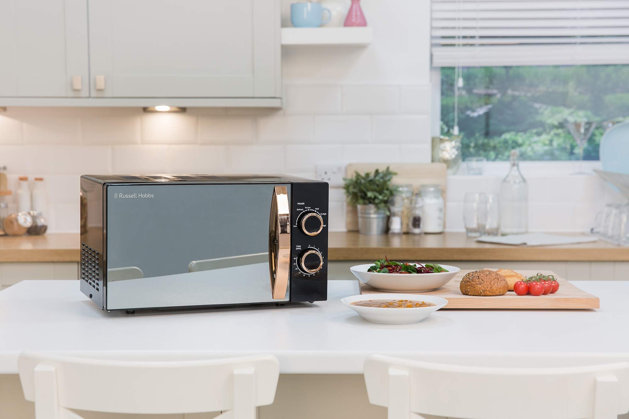 Russell Hobbs RHM1727RG 17L 700W Solo Microwave – Rose Gold & Mirror