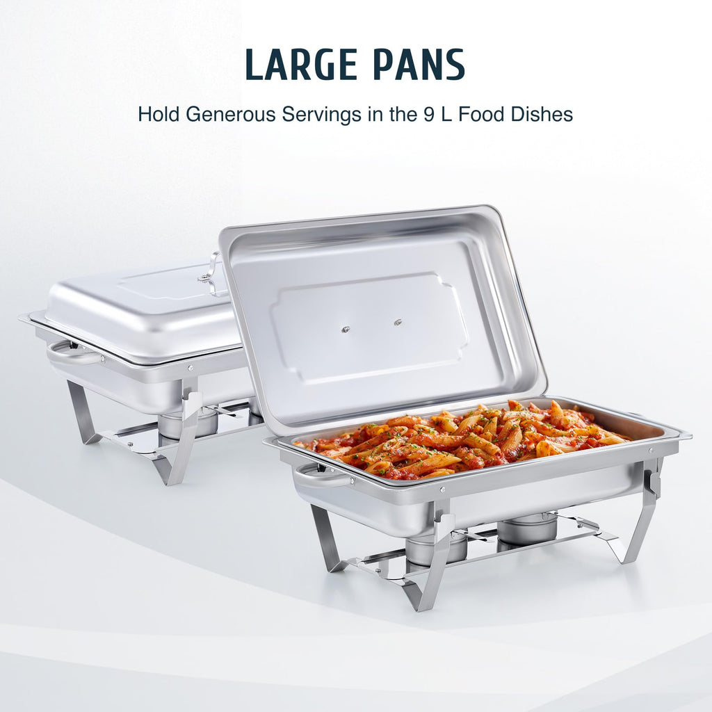 WILPREP Chafing Dish Buffet Set - 2 Pack 9L Stainless Steel Food Warmers