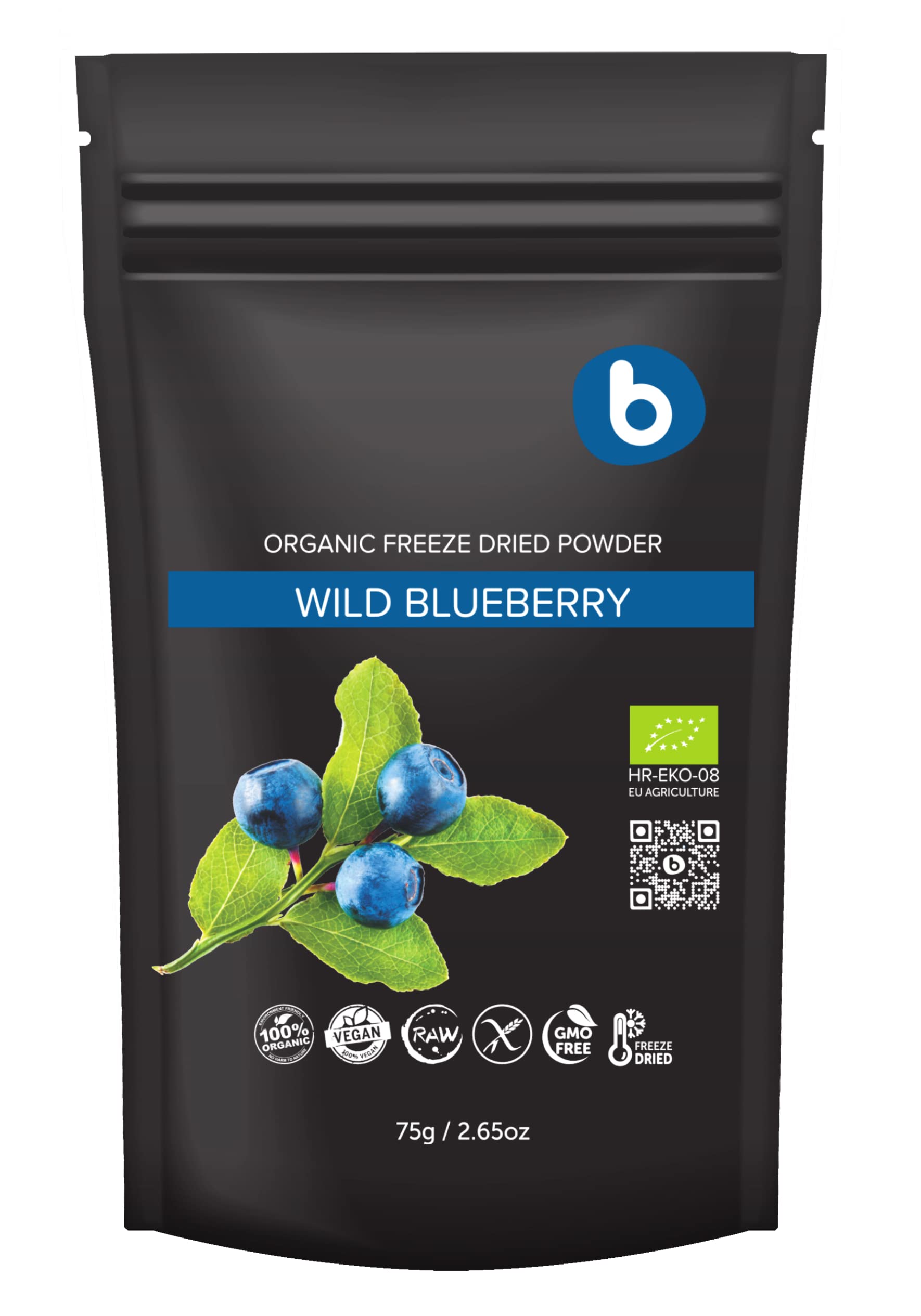 Bobica Organic Wild Blueberry Powder – Freeze Dried Bilberry, 75g