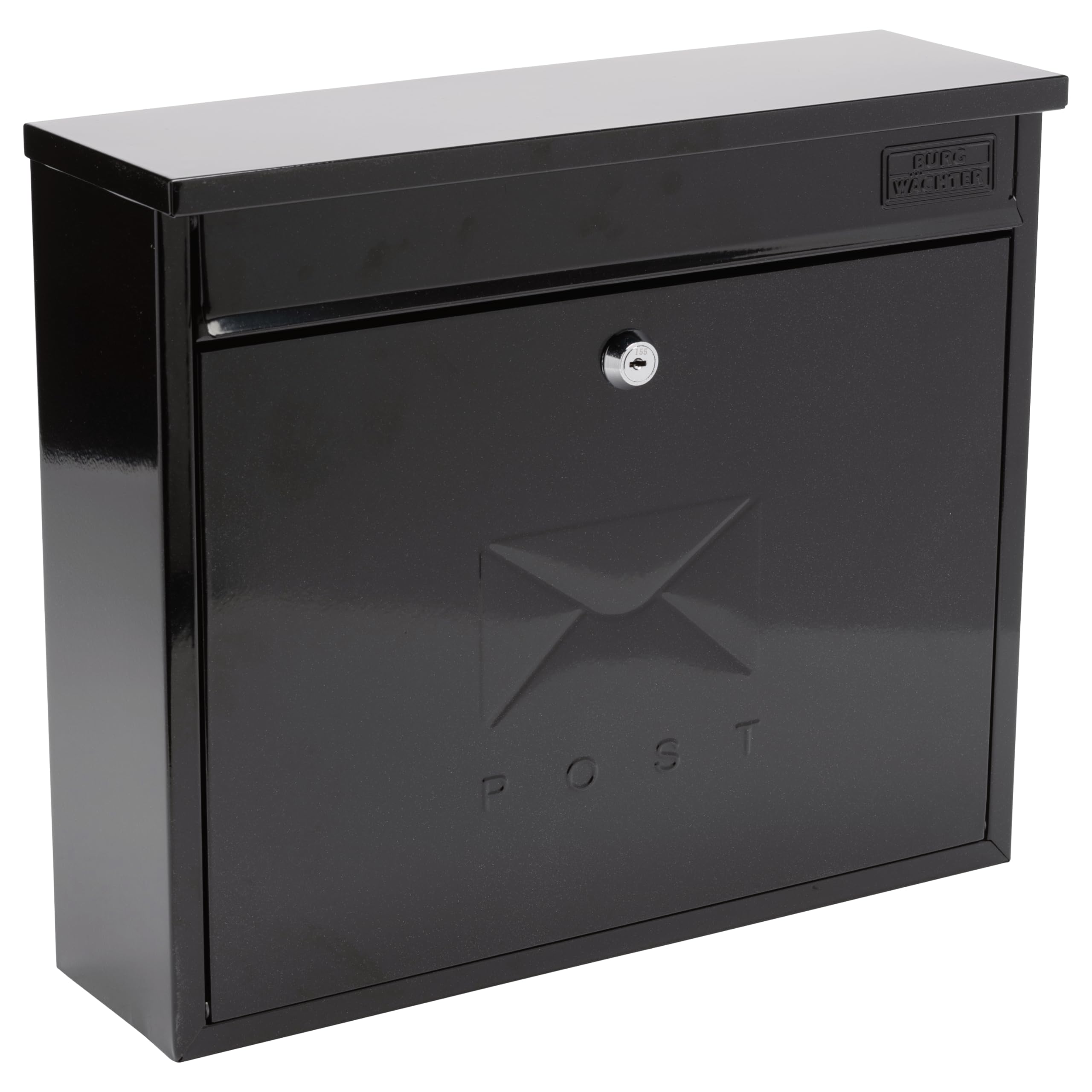 Burg-Wachter MB02BK Black Wall Mounted Galvanised Steel Post Box