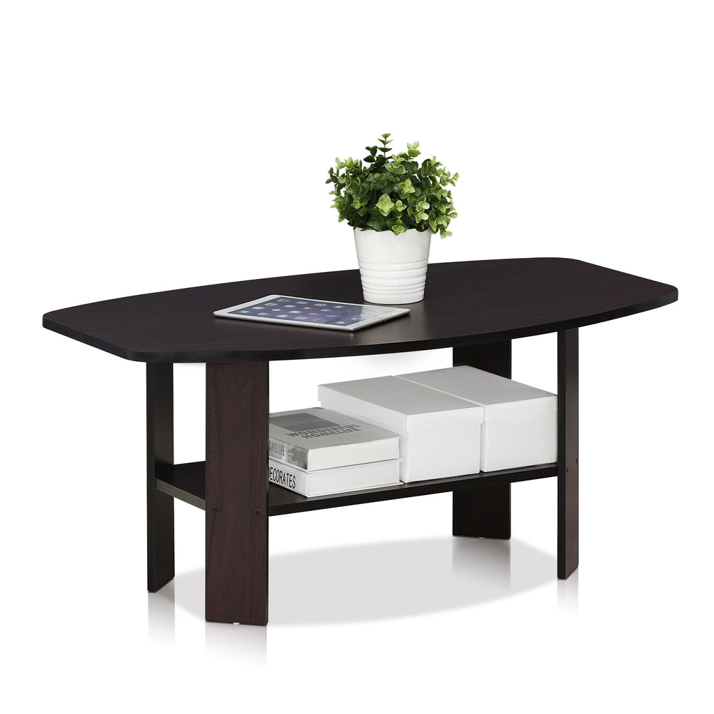 Furinno SIMPLE DESIGN Coffee Table, Small Coffee Table wih Open Shelf, Side Table, for Living Room, Home Office, Dark Walnut - image 4