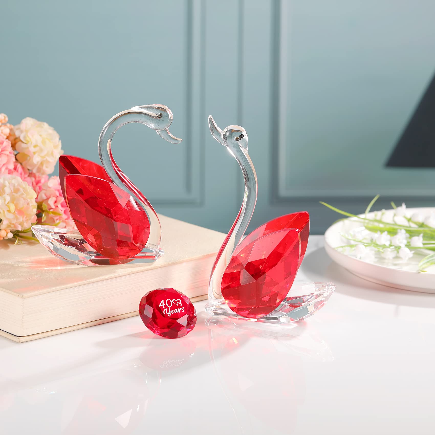 Crystal Swan Figurines – 40th Anniversary Glass Wedding Gift