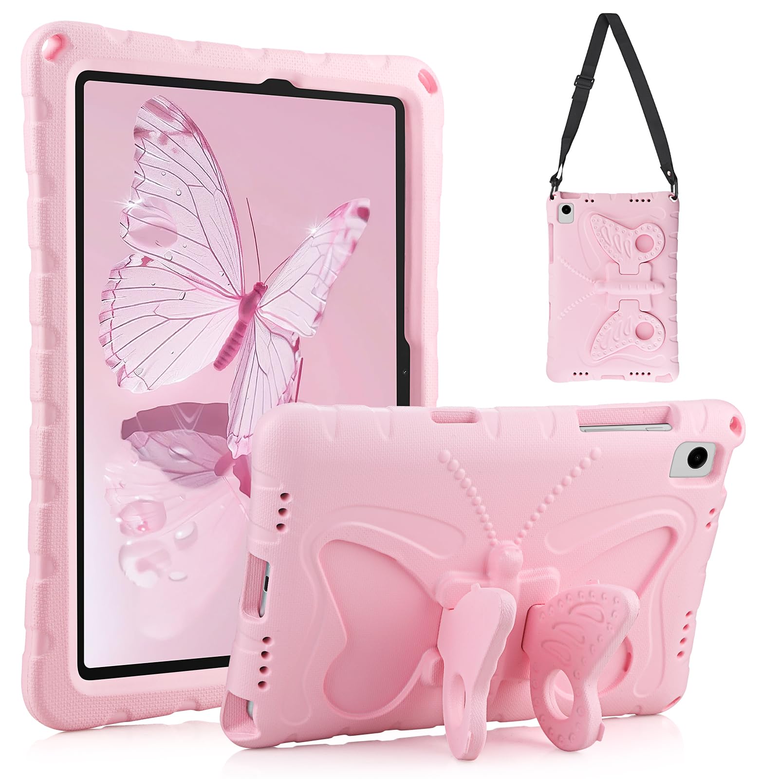 Aolcev Samsung Galaxy Tab A11+ A9+ Kids Case – Butterfly Stand & Strap