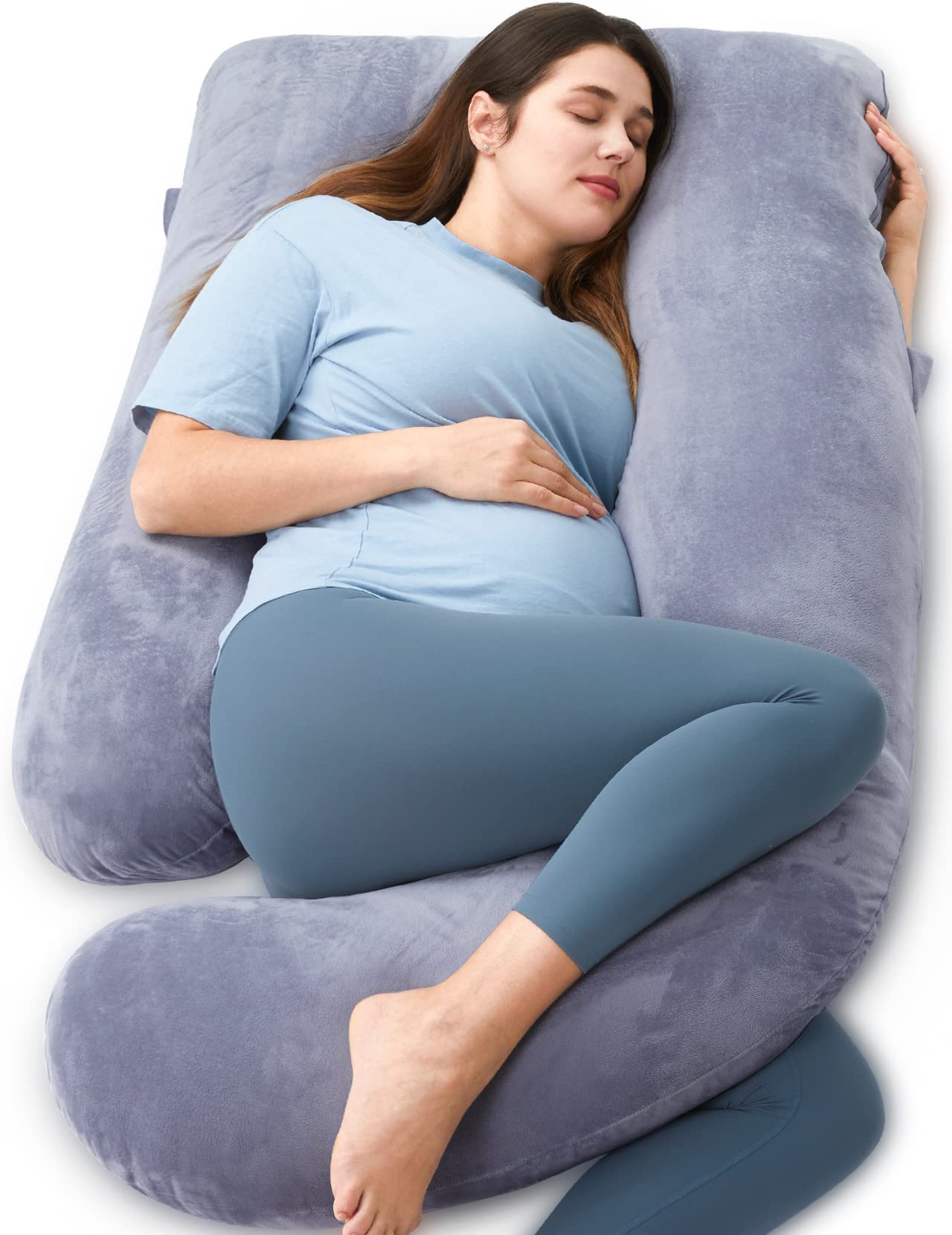 Momcozy U-Shaped Full Body Pregnancy Pillow | Maternity Support - Grey