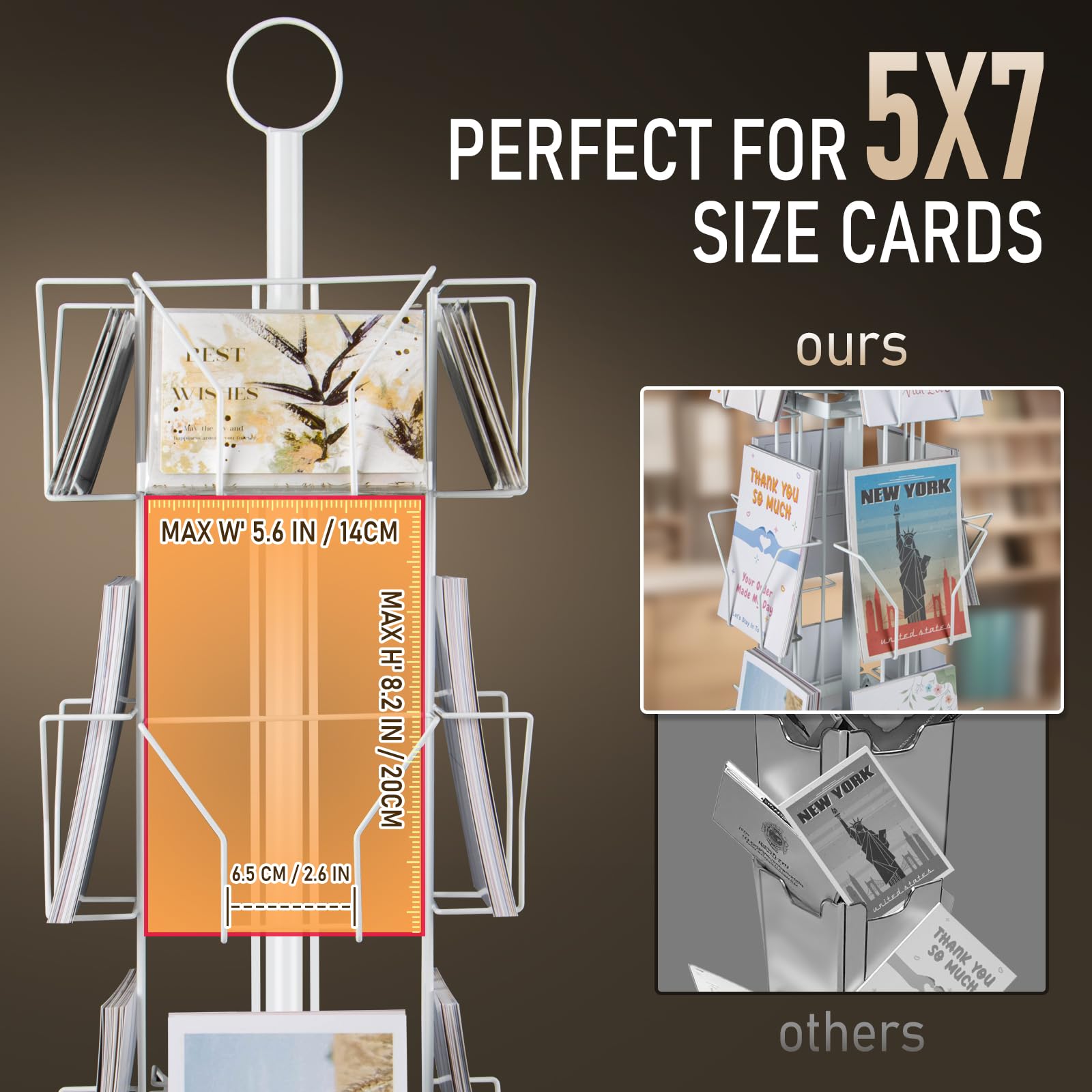 ANBOXIT Rotating Greeting Card Display Stand | 3-Tier Metal Retail Rack