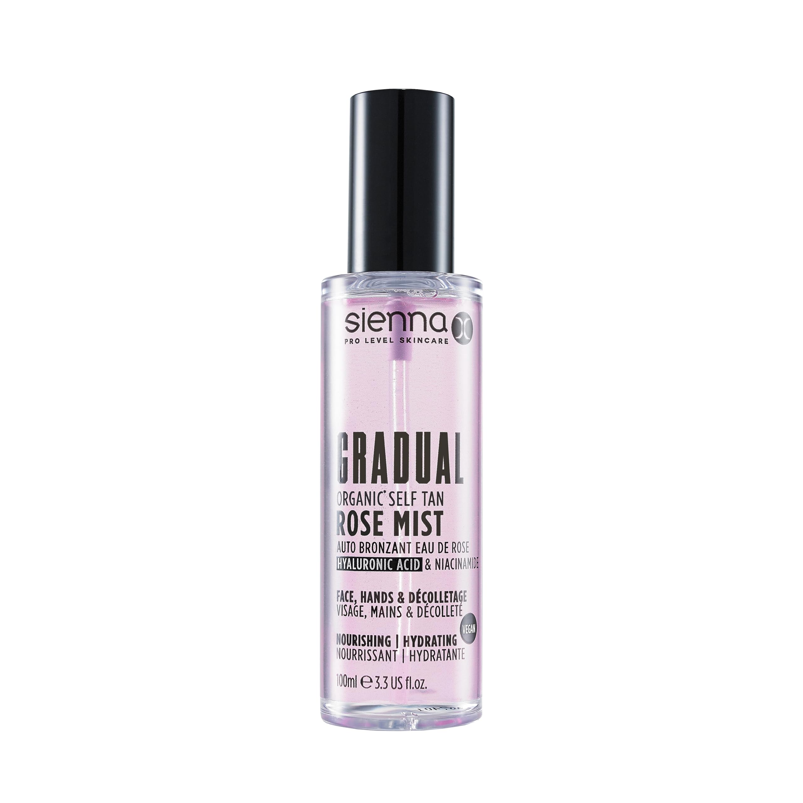 Sienna X Gradual Organic Self Tan Rose Mist | Hyaluronic Acid Facial Tanner