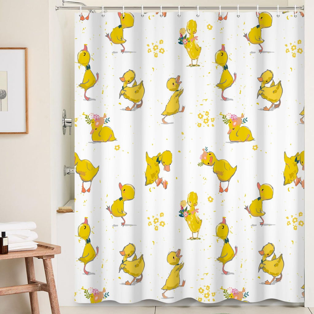Yellow Duck Shower Curtain with Hook for Bathroom Decorative 71x71inch - image 1