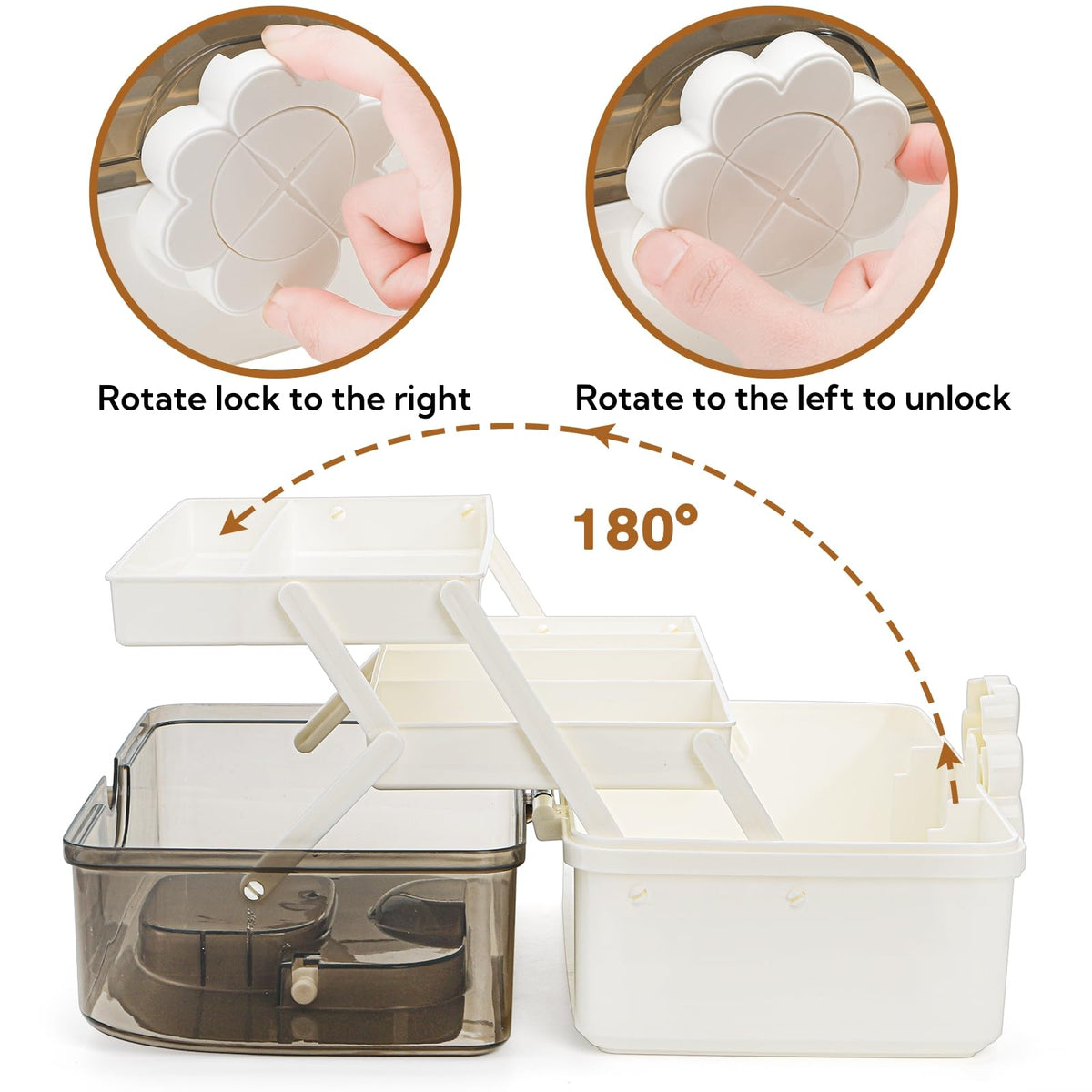 ZOOFOX 3 Layer Multipurpose Dividing Storage Box, Plastic Craft Storage Boxes with Compartments, Folding Tool Box Organizer with 2 Trays - image 4
