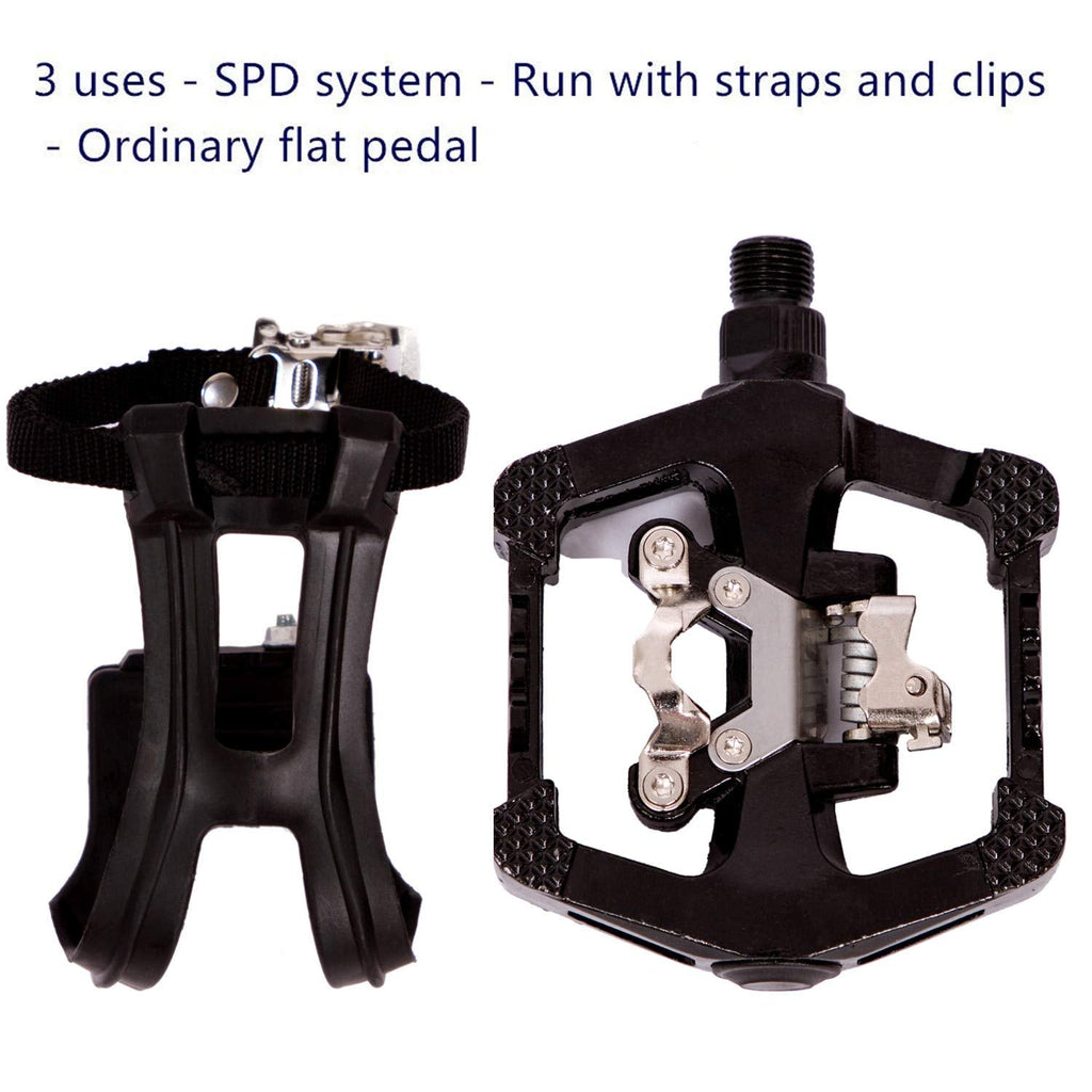 COZYROOMY Hybrid SPD Bike Pedals | 9/16" Aluminum Pedals with Toe Cages