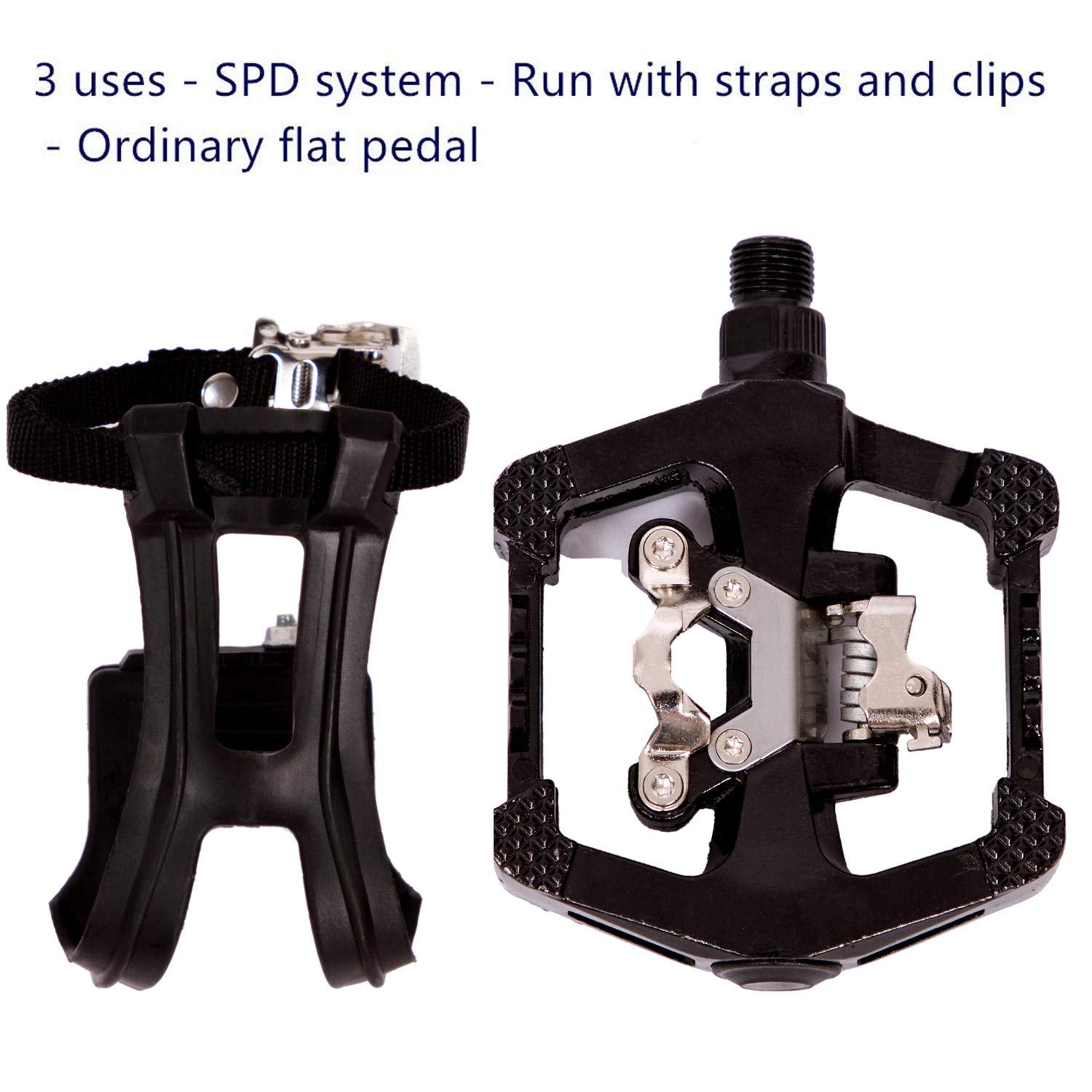 COZYROOMY Hybrid SPD Bike Pedals | 9/16" Aluminum Pedals with Toe Cages