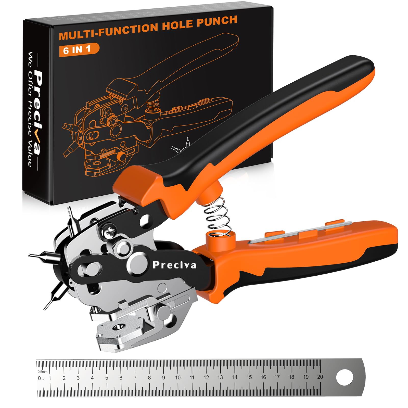 Preciva Heavy Duty Leather Hole Puncher – Revolving Belt Punch Tool