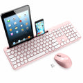 LeadsaiL Wireless Keyboard and Mouse Set with Tablet Holder - Pink