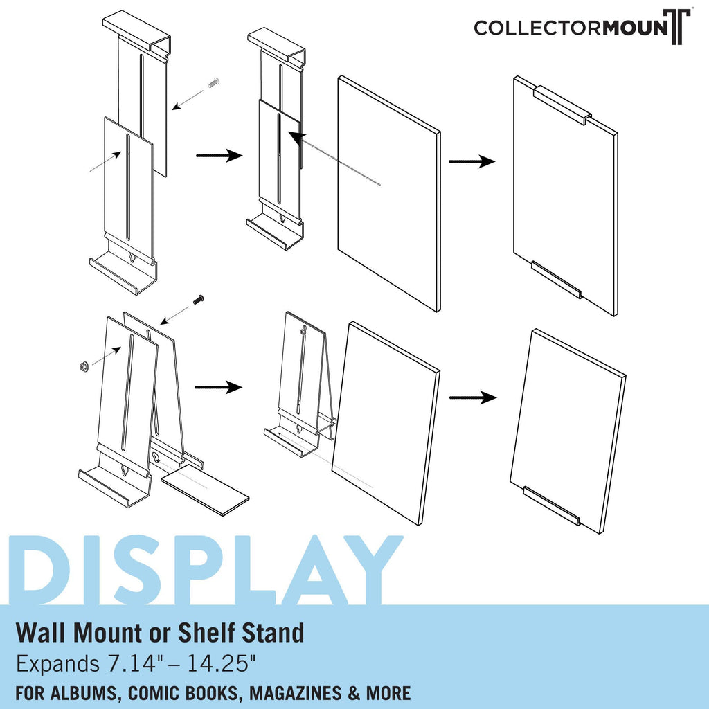 CollectorMount Comic Book Frame - Adjustable Wall Mount & Stand, 5 Pack