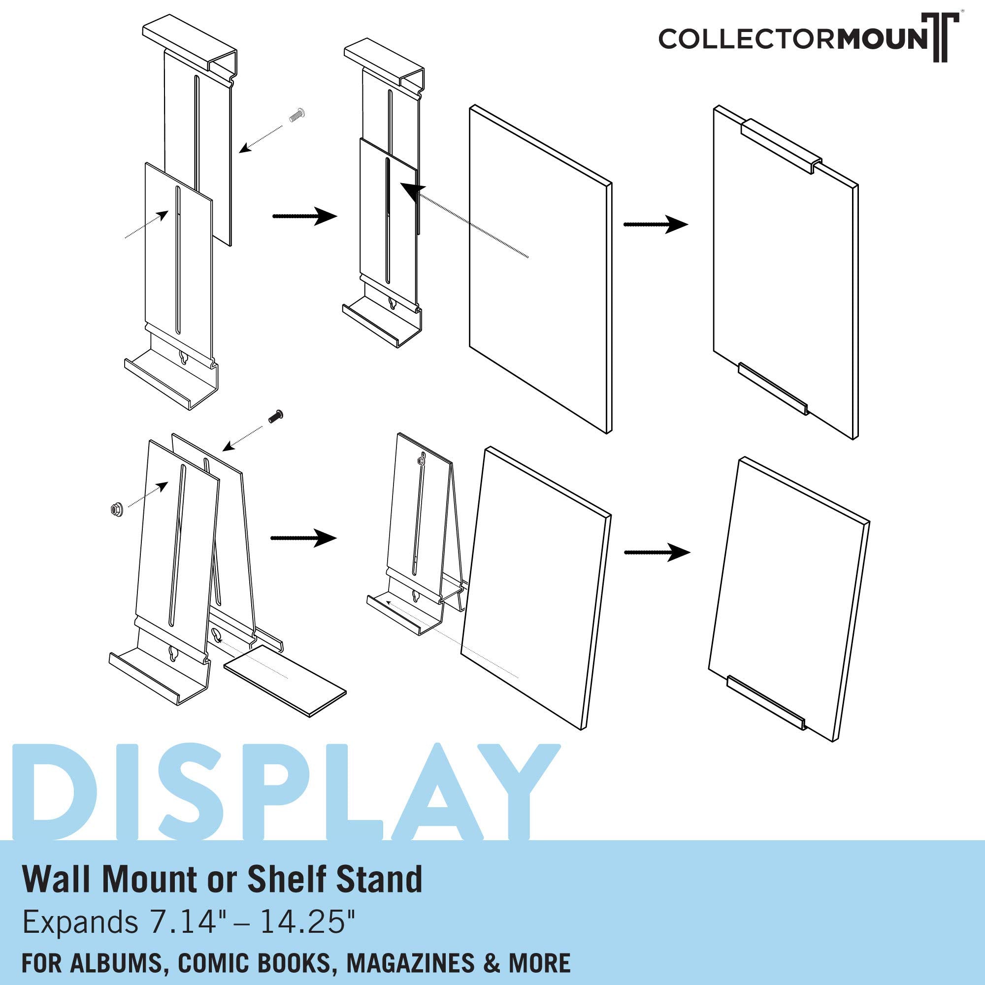 CollectorMount Comic Book Frame - Adjustable Wall Mount & Stand, 5 Pack