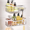 HapiRm Shower Caddy - 2-Pack Rust-Proof Stainless Steel Shelf with 11 Hooks