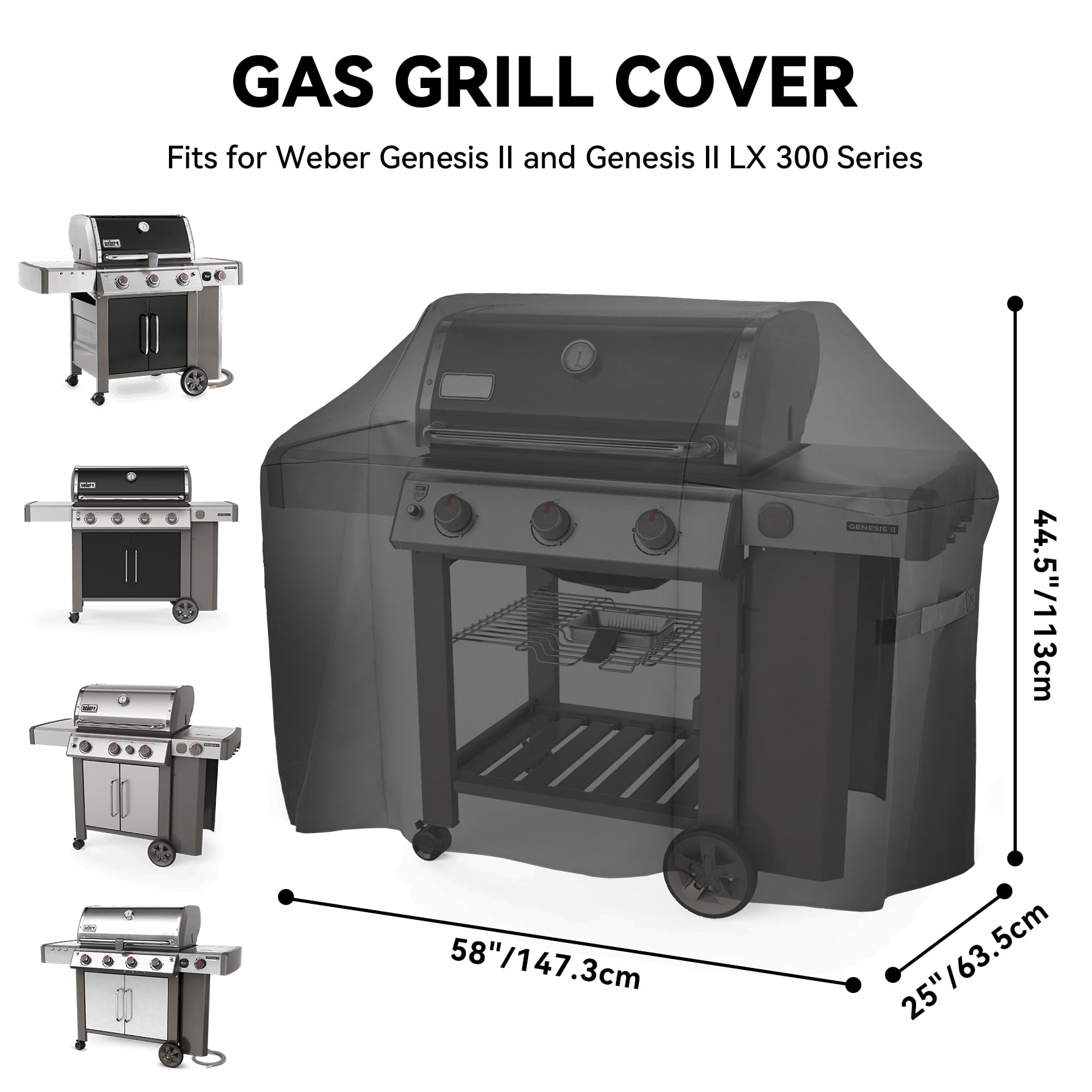 Onlyfire 7130 Waterproof Grill Cover for Weber Genesis II 300 Series