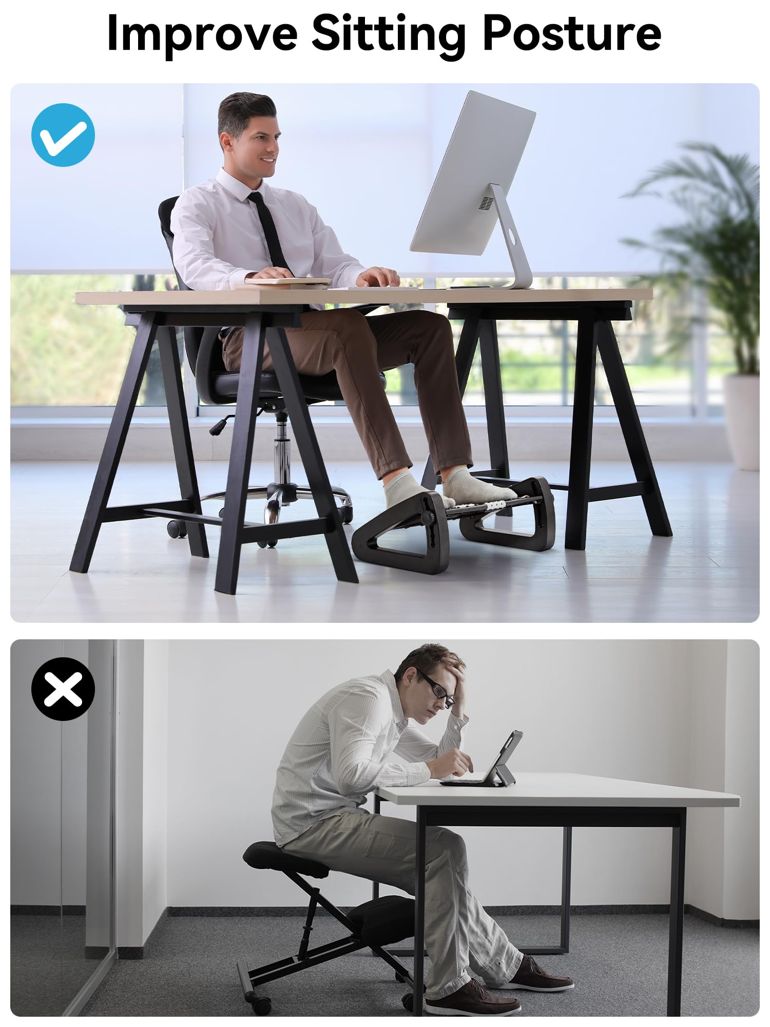 HEETA Adjustable Under Desk Foot Rest | Ergonomic Massager Foot Stool