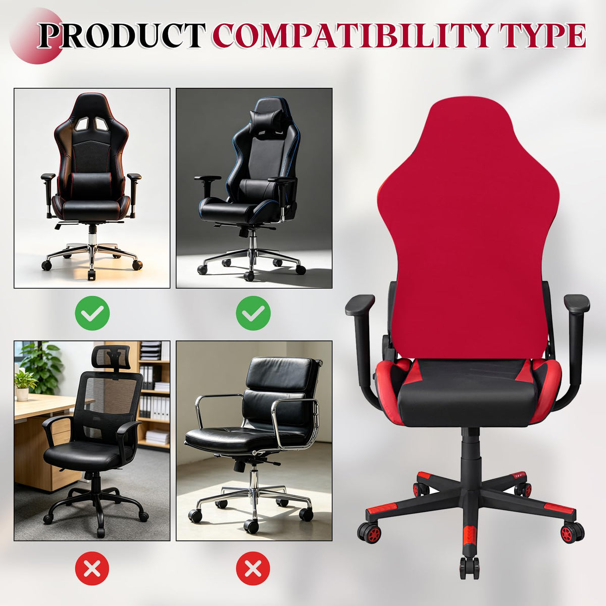 sourcing map Gaming Chair Covers, Stretchable Office Computer Chair Slipcover with Armrest Covers - image 5