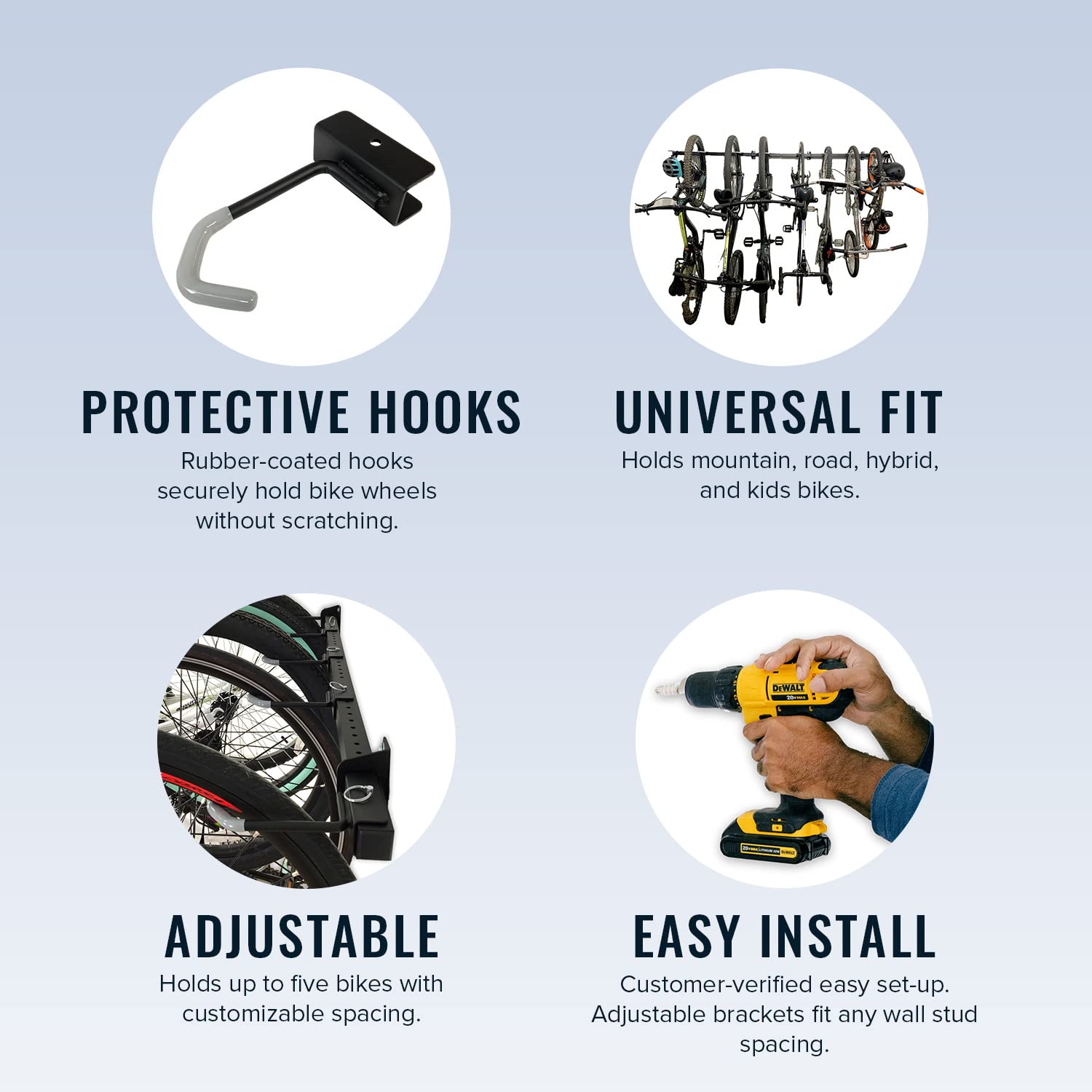 StoreYourBoard 5 Bike Storage Rack | Heavy-Duty Steel Wall Mount Organizer