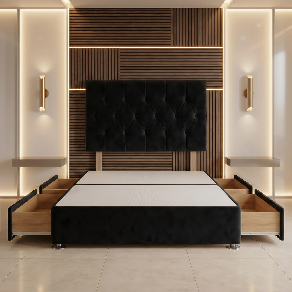 Bed Centre Ziggy Plush Small Single Divan Base 30" Headboard, Black, 0 Draw - image 5