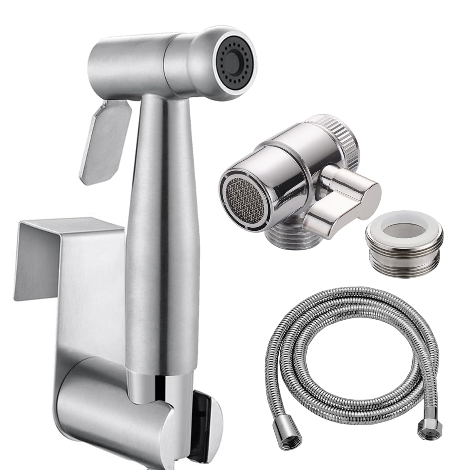 Jolof Store Handheld Bidet Faucet Sprayer Set with Hose - Silver