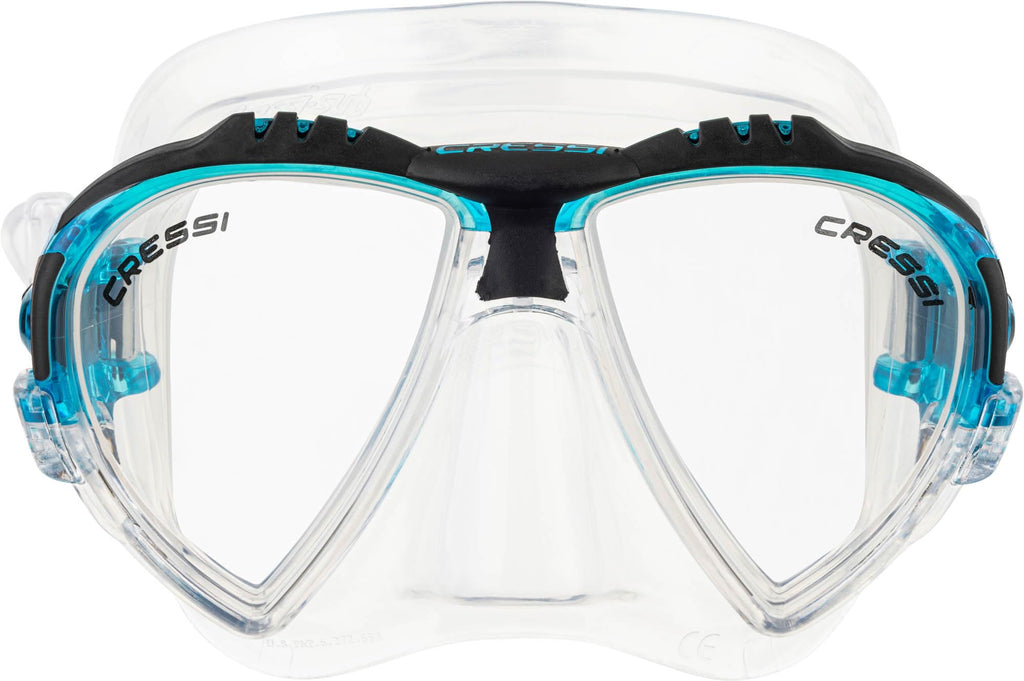 Cressi Matrix Snorkeling & Scuba Diving Mask – Low Volume – Clear/Aquamarine