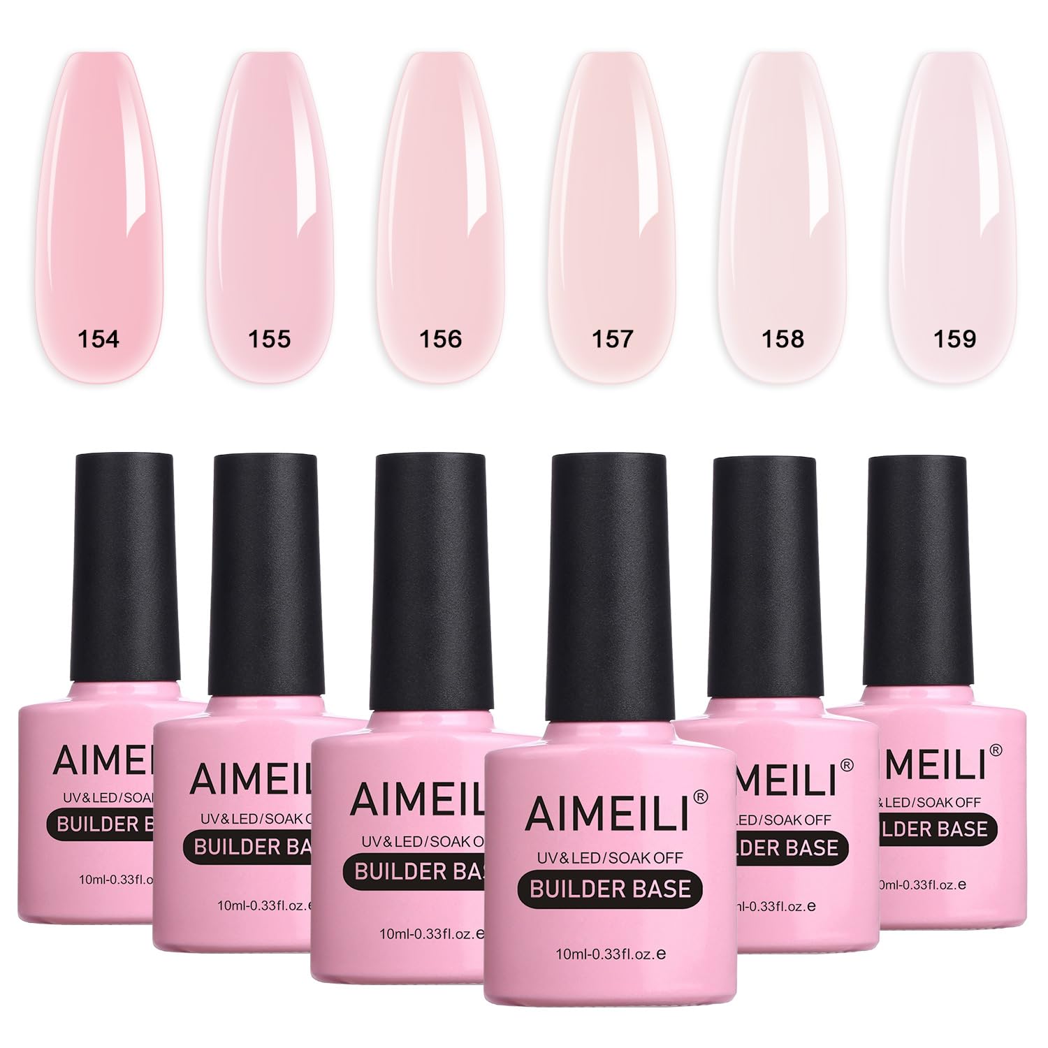 AIMEILI 8-in-1 Builder Base Gel Set | Nude Pink Nail Extension Kit