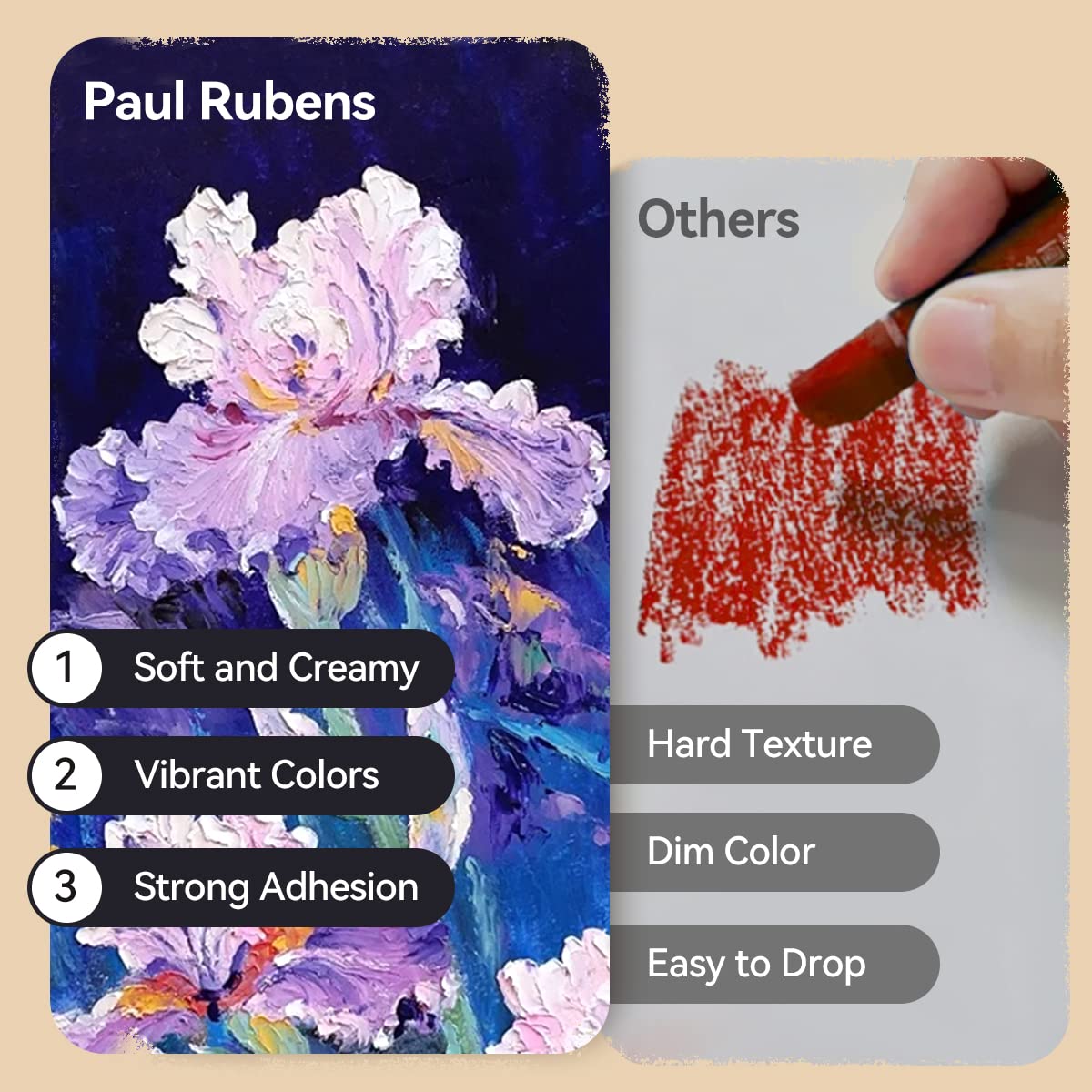 Paul Rubens Oil Pastels – 72 Floral Colors Soft Artist Drawing Set
