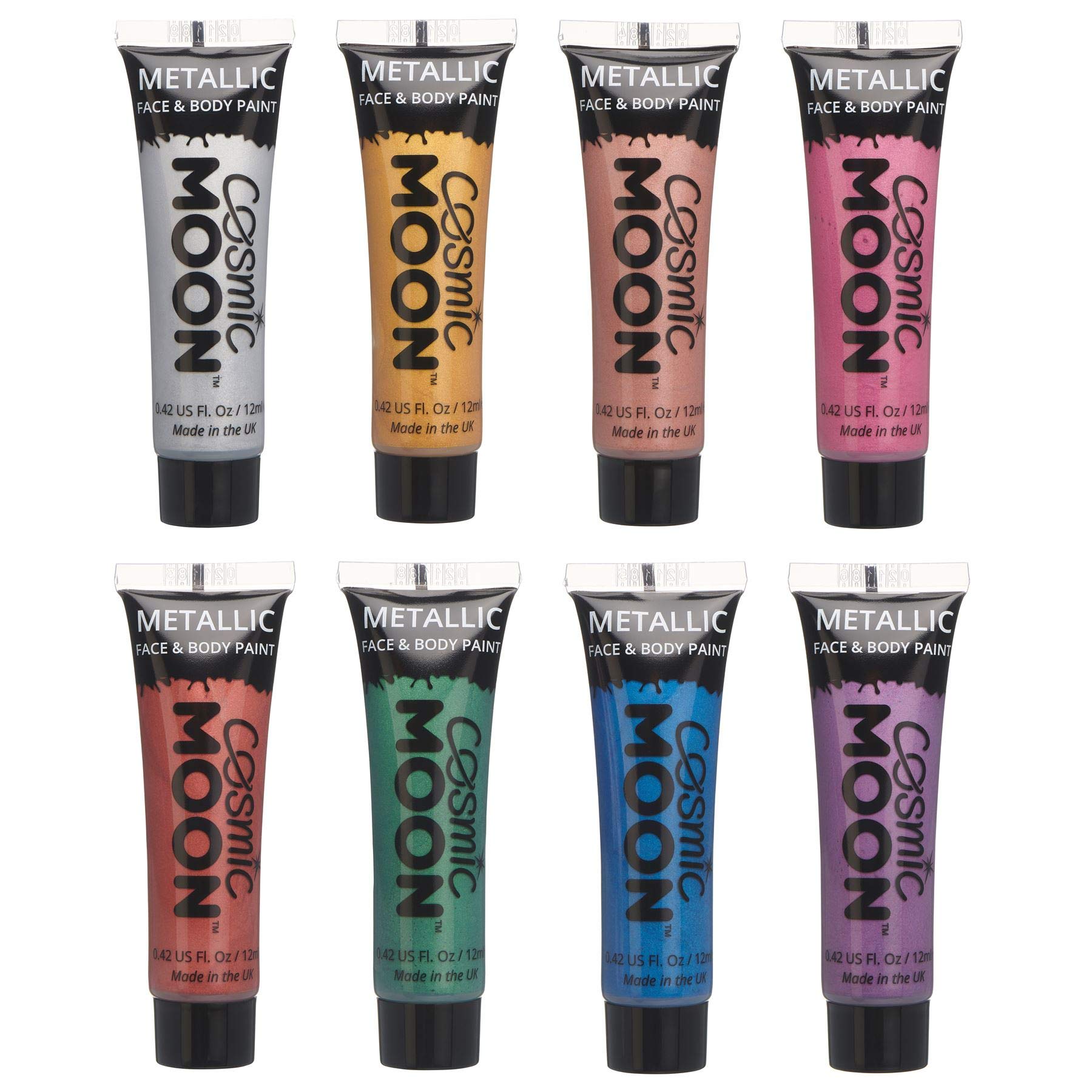 Cosmic Moon Metallic Face & Body Paint Set – 8 Shimmer Colors, 12ml