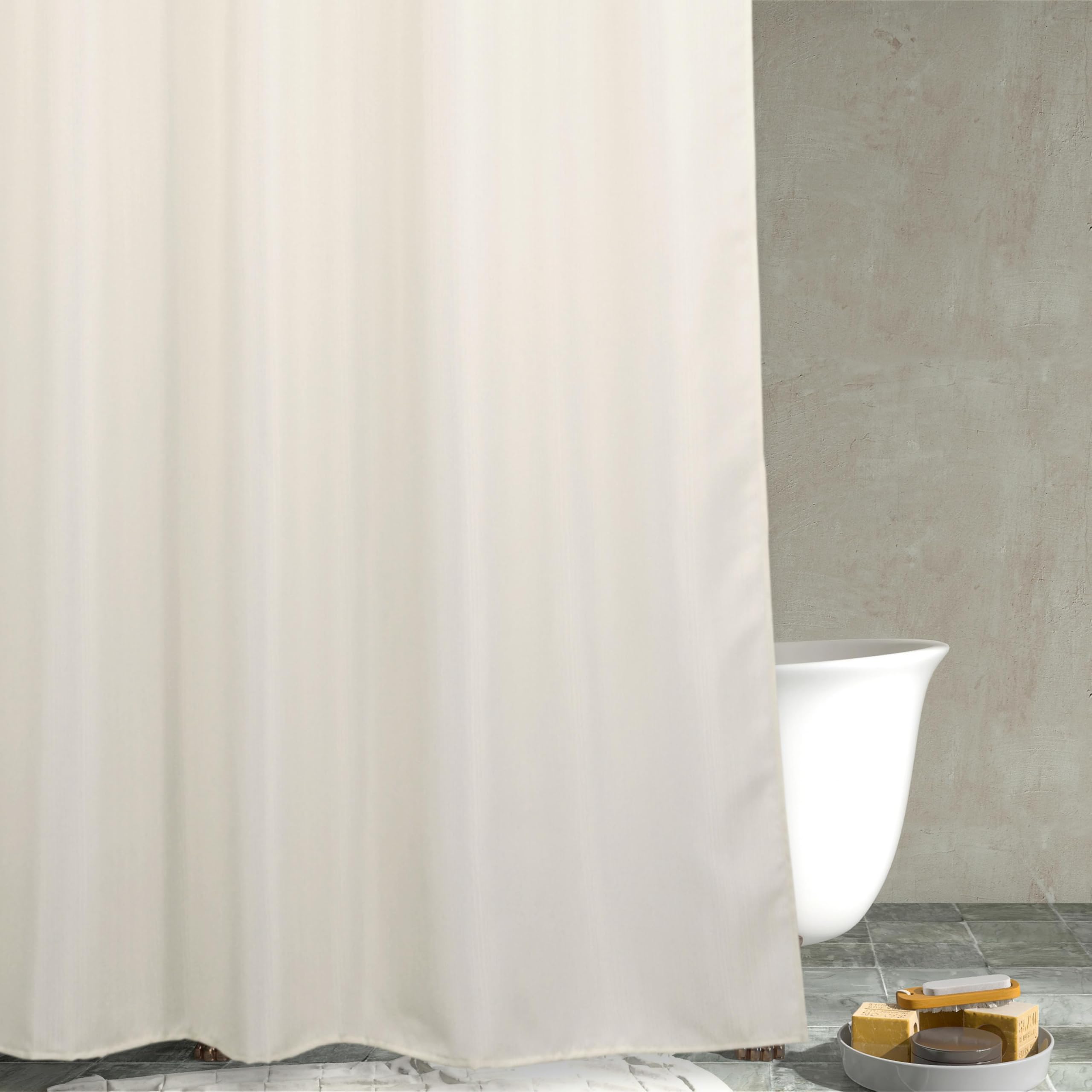 PopKozzi Ivory Waffle Shower Curtain – Heavy Duty Textured Fabric, 214cm