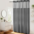 River Dream Waffle Weave Hookless Shower Curtain with Snap-In Liner, Gray