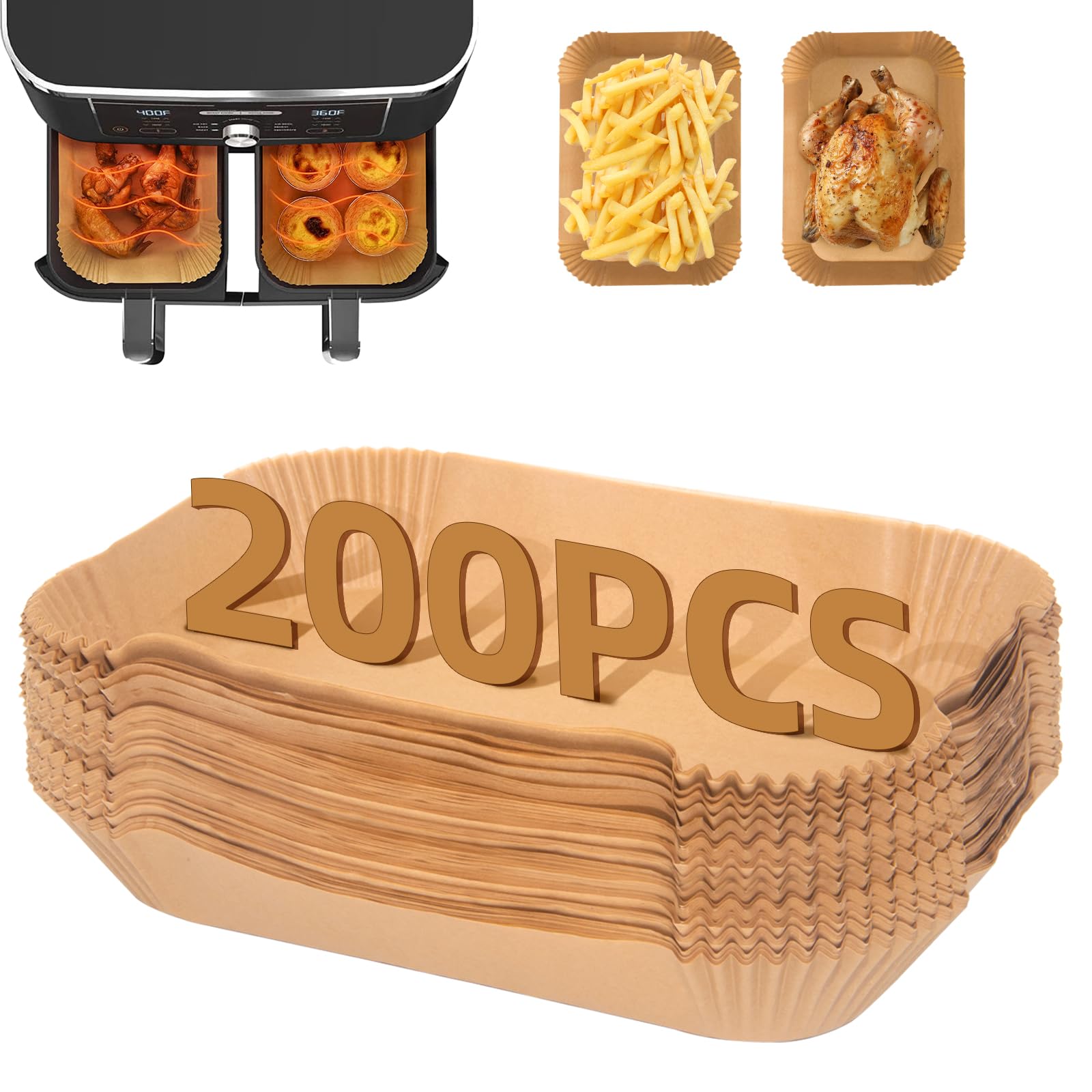 Jolof Store 200PC Disposable Air Fryer Paper Liners for Ninja Dual