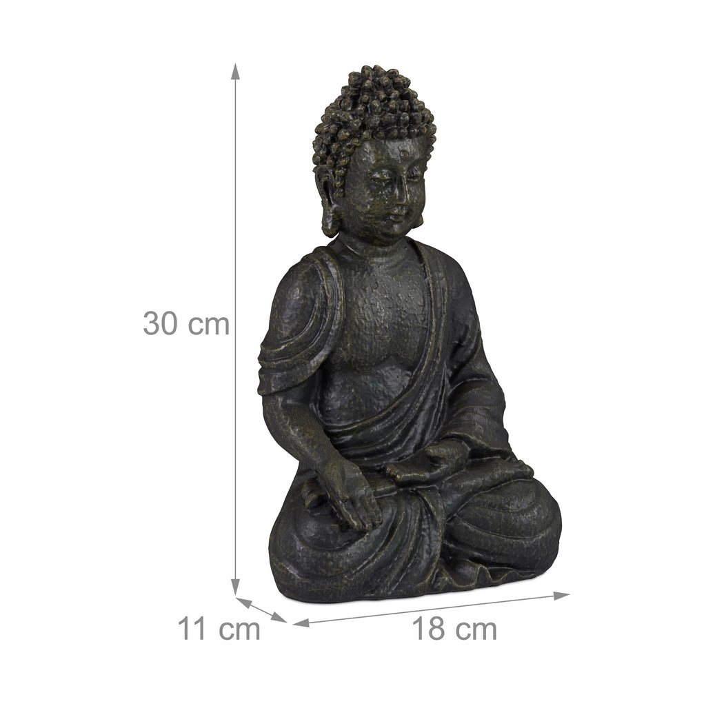Relaxdays Buddha Garden Statue – 30cm Weatherproof Polyresin Figurine