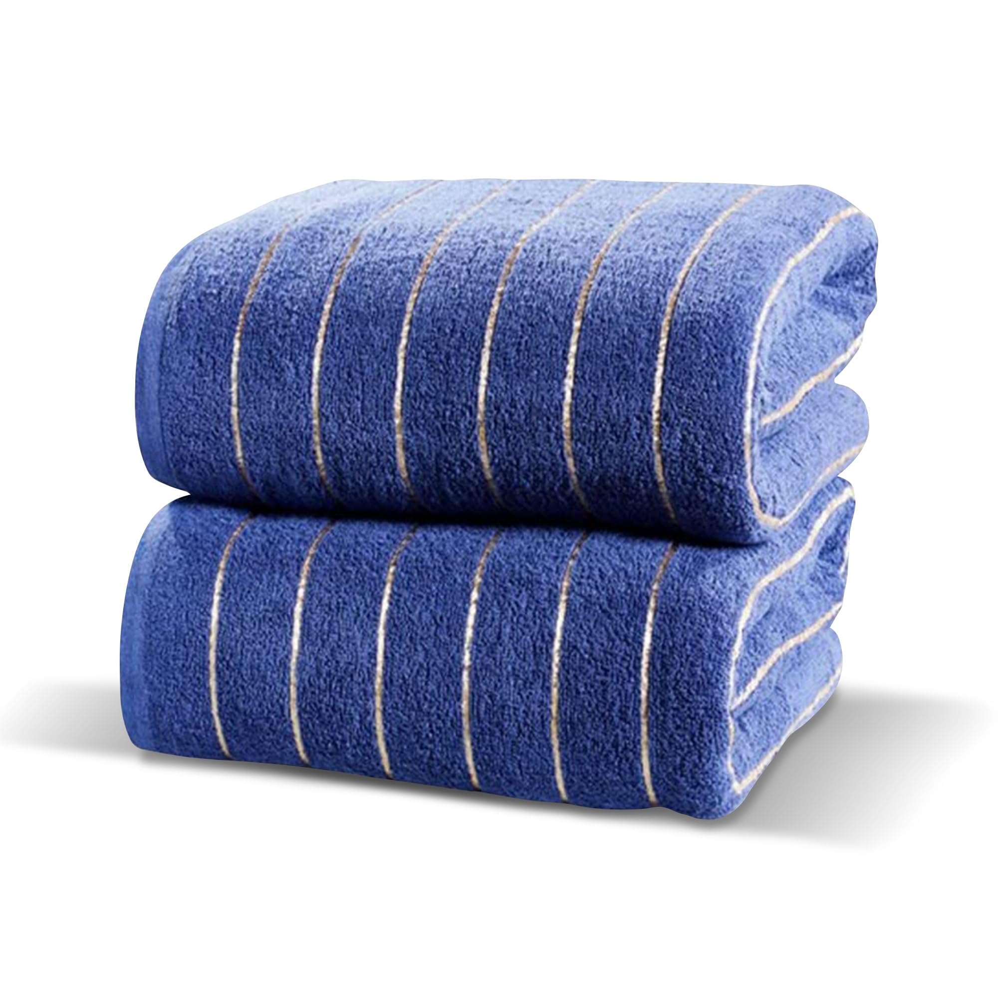 Rapport Home Navy & Gold Striped 100% Cotton 2-Piece Bath Sheet Bale