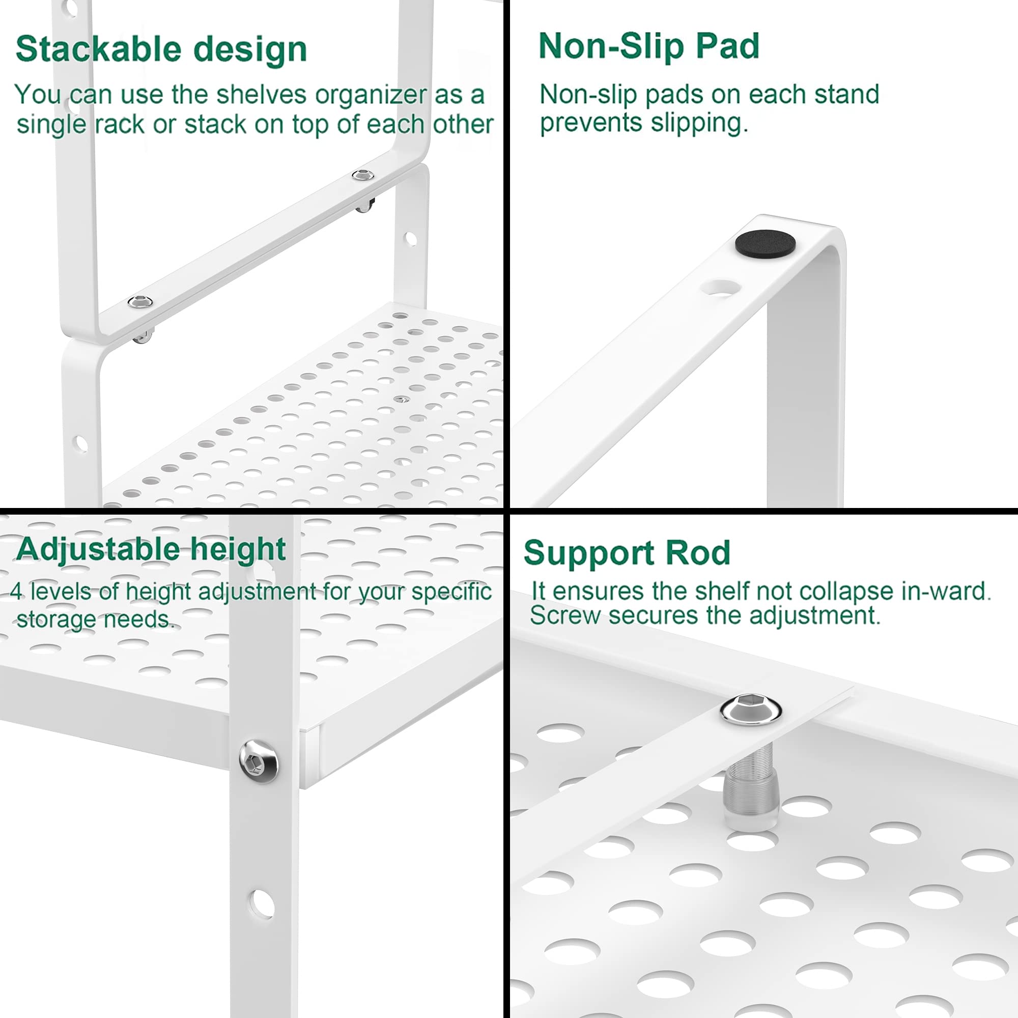 iPEGTOP Expandable Cabinet Shelf Organizer – Heavy Duty Steel Rack, 2 Pack